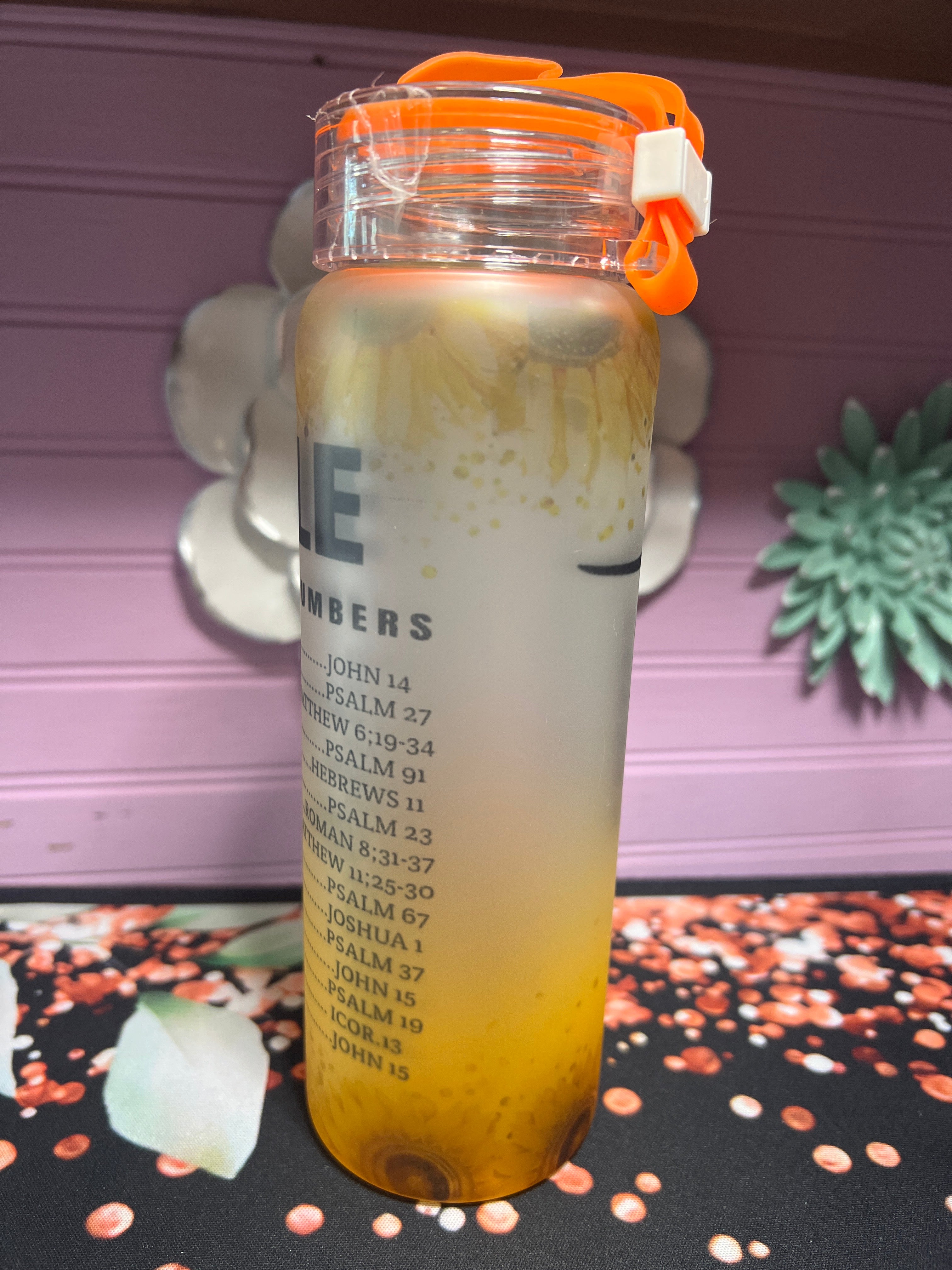 Textos bíblicos en inglés frosted glass cup 17 oz