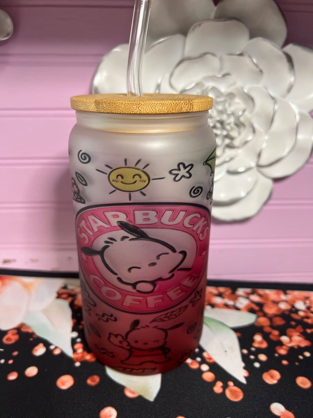 Frosted glass cup 16 oz