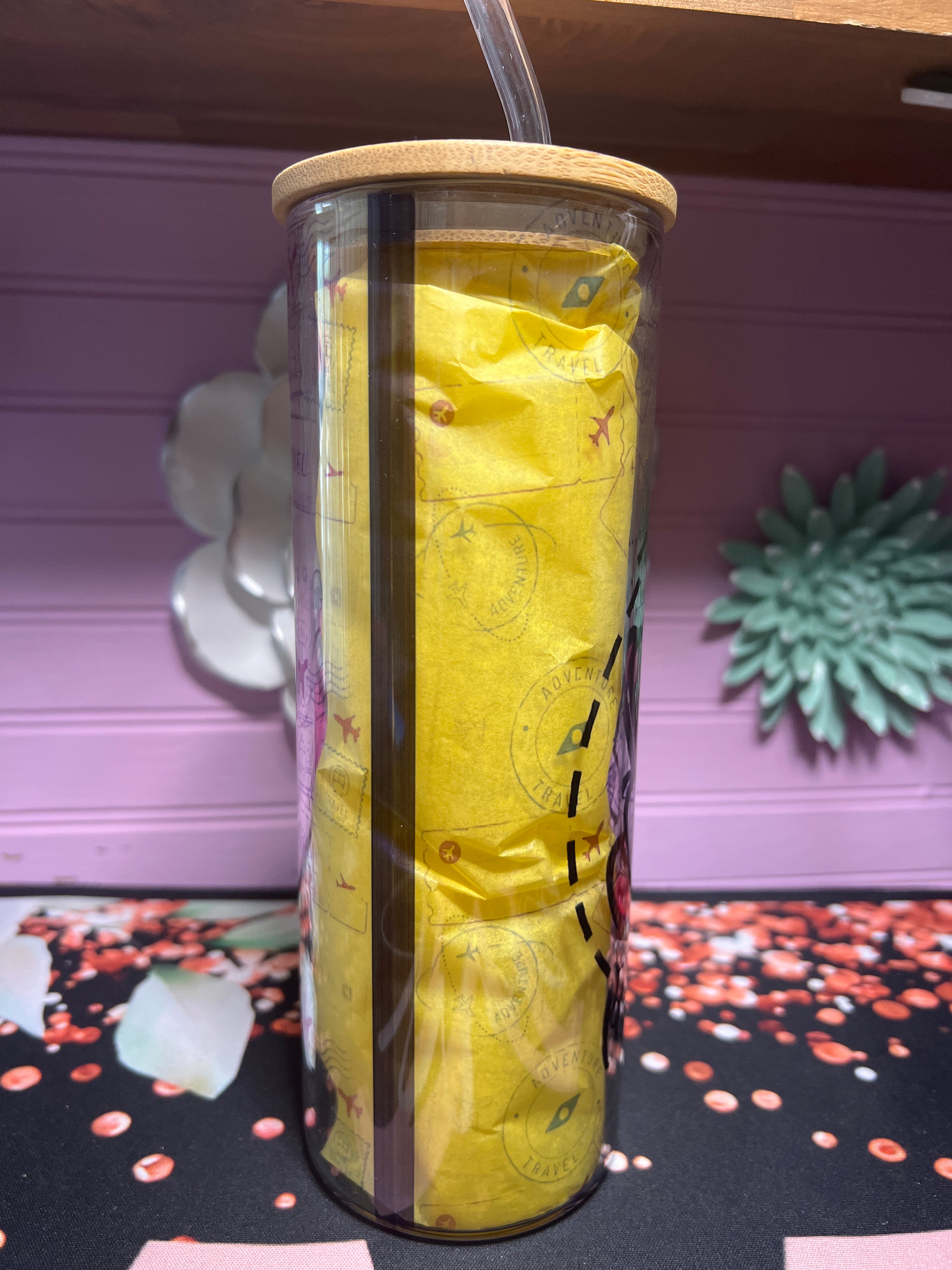 Peace  Love  Vacation glass cup 20 oz