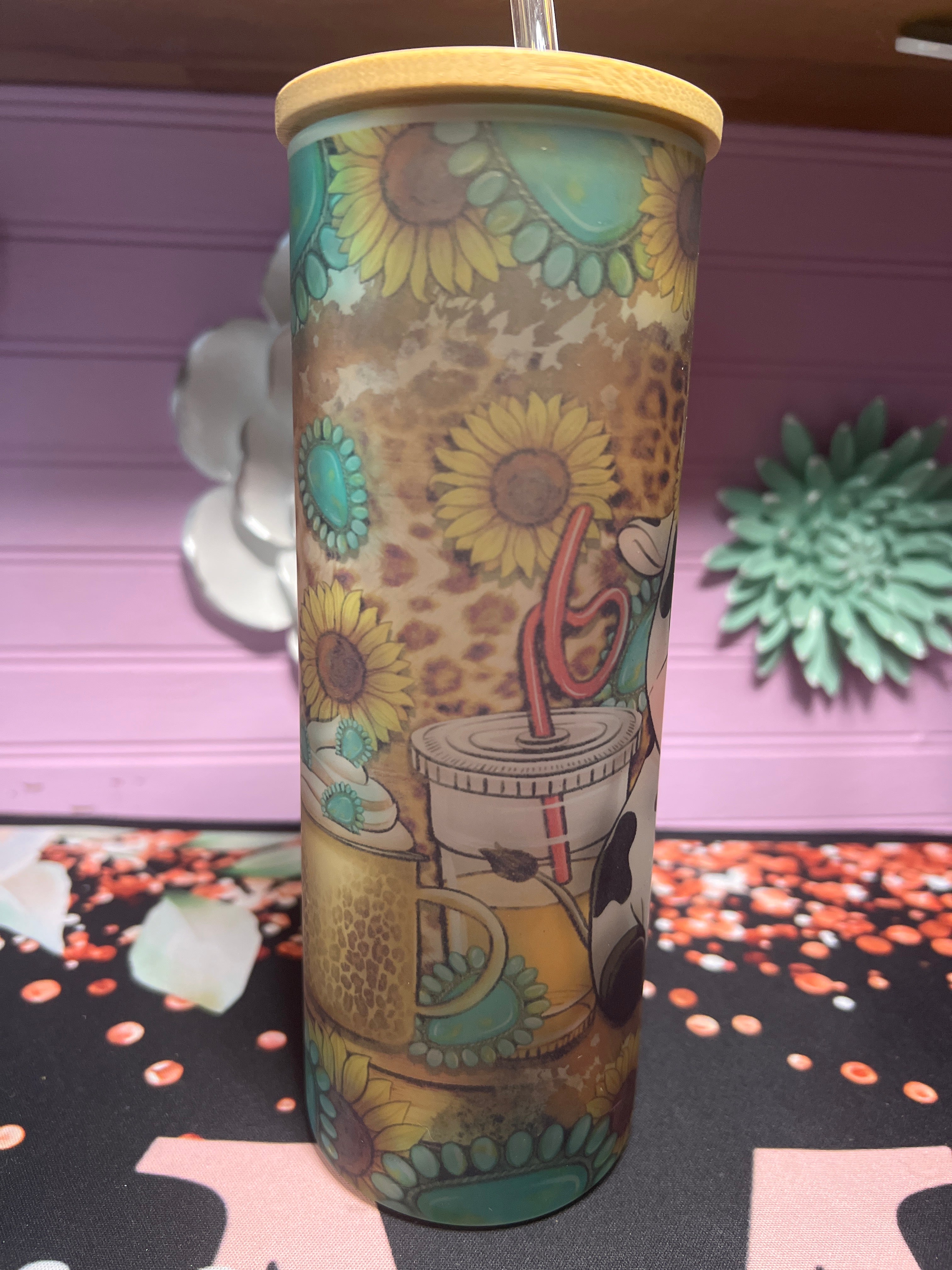Vaquita coffe frosted glass cup 20 oz