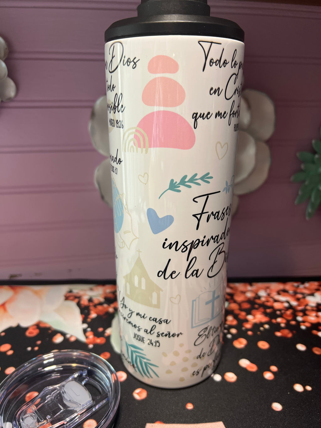 Versículos bíblicos tumbler 20oz 2 in 1 doble tapa