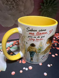Salí de ahí taza amarilla de 11 oz