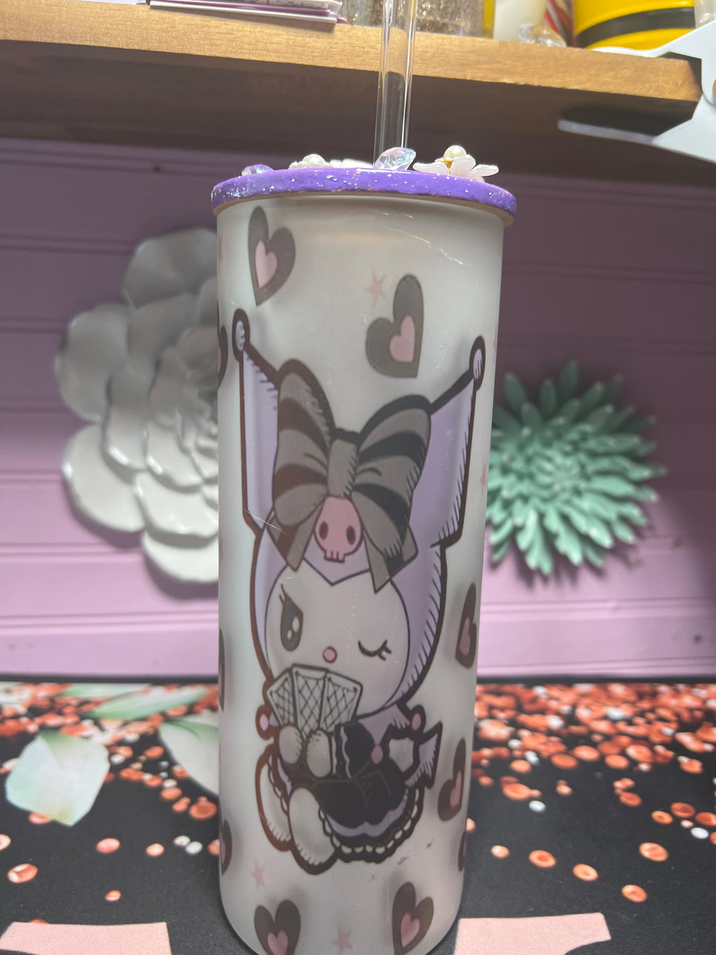 Kuromi frosted glass cup 20 oz