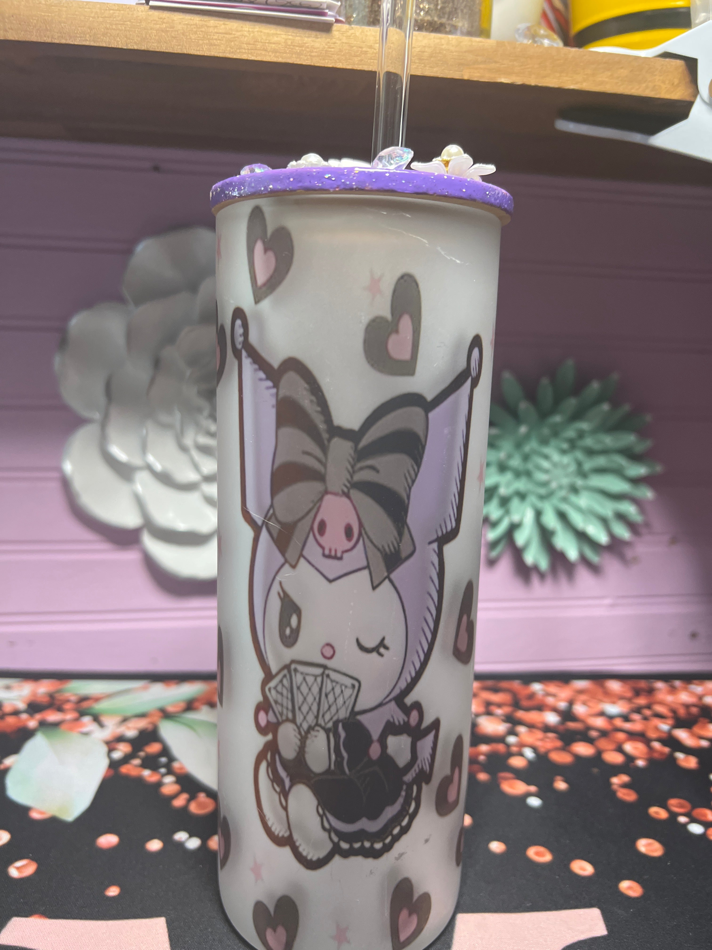 Kuromi frosted glass cup 20 oz