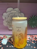 Yellow frosted glass cup 16 oz.