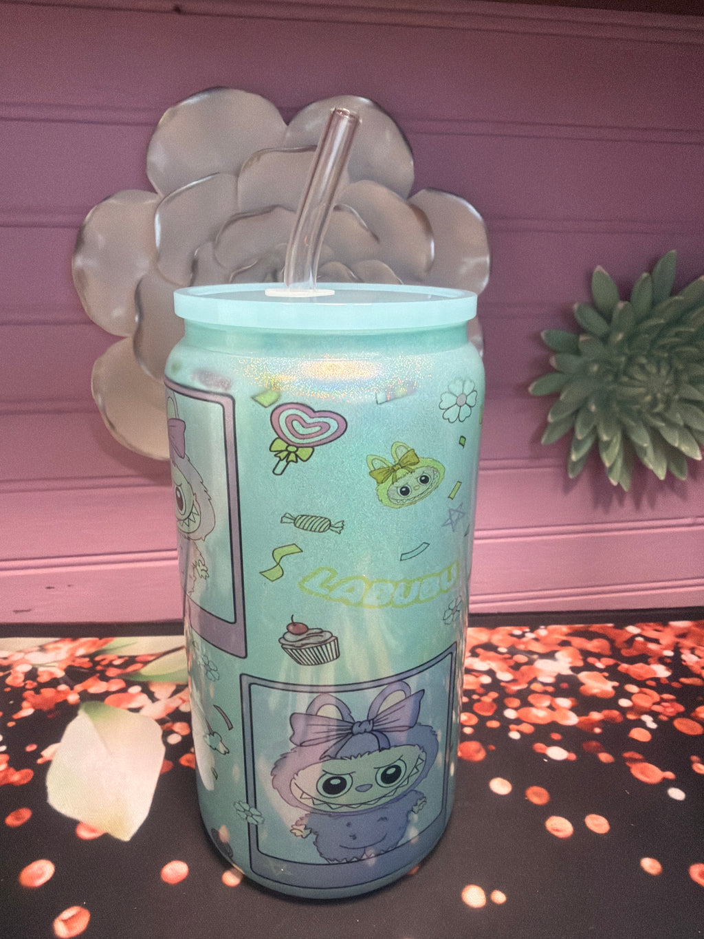 Labubu Glass cup 16 oz