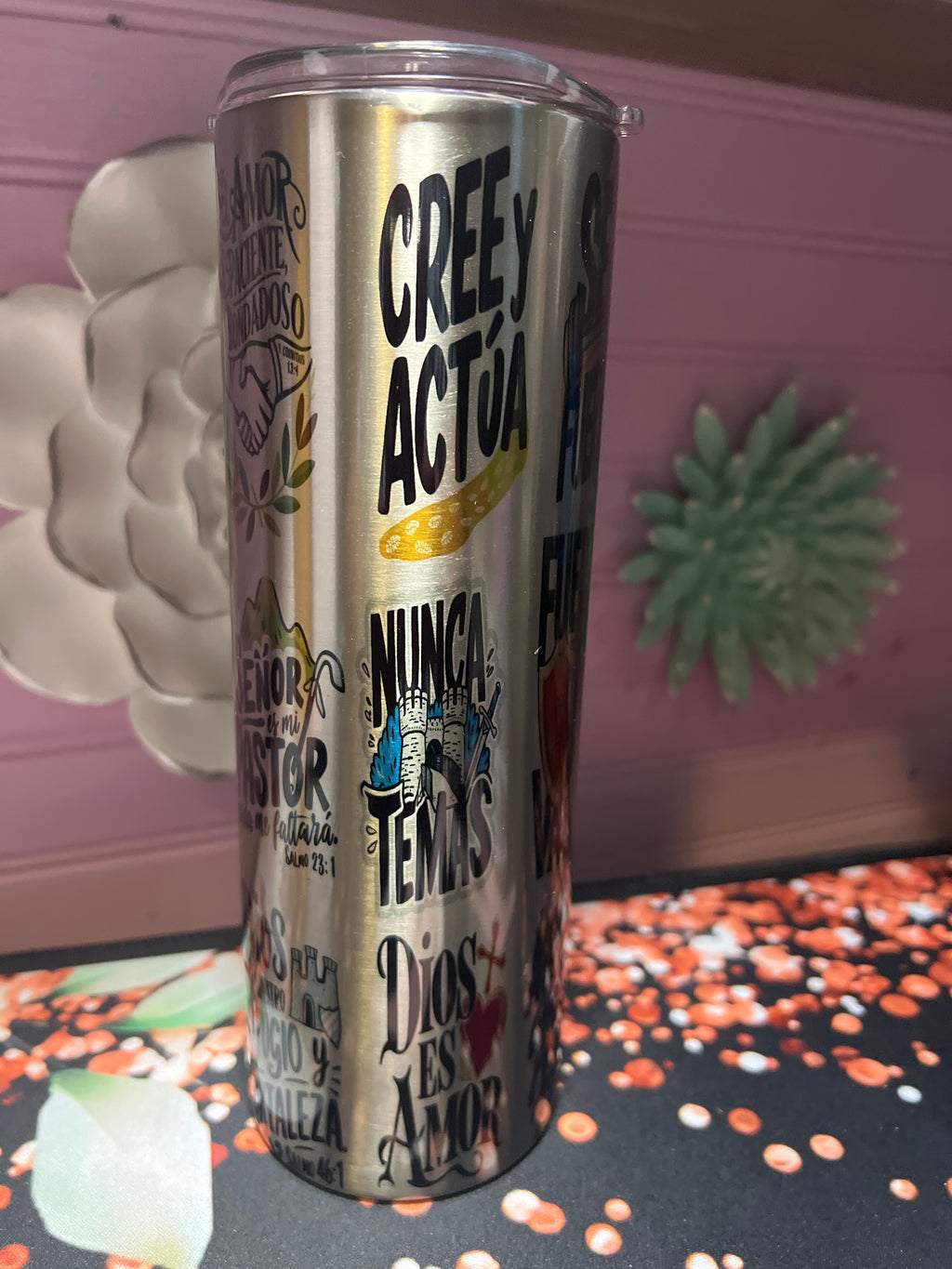 Textos bíblicos acero inoxidable tumbler 20 oz