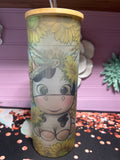 Vaquita girasoles frosted glass cup 20 oz