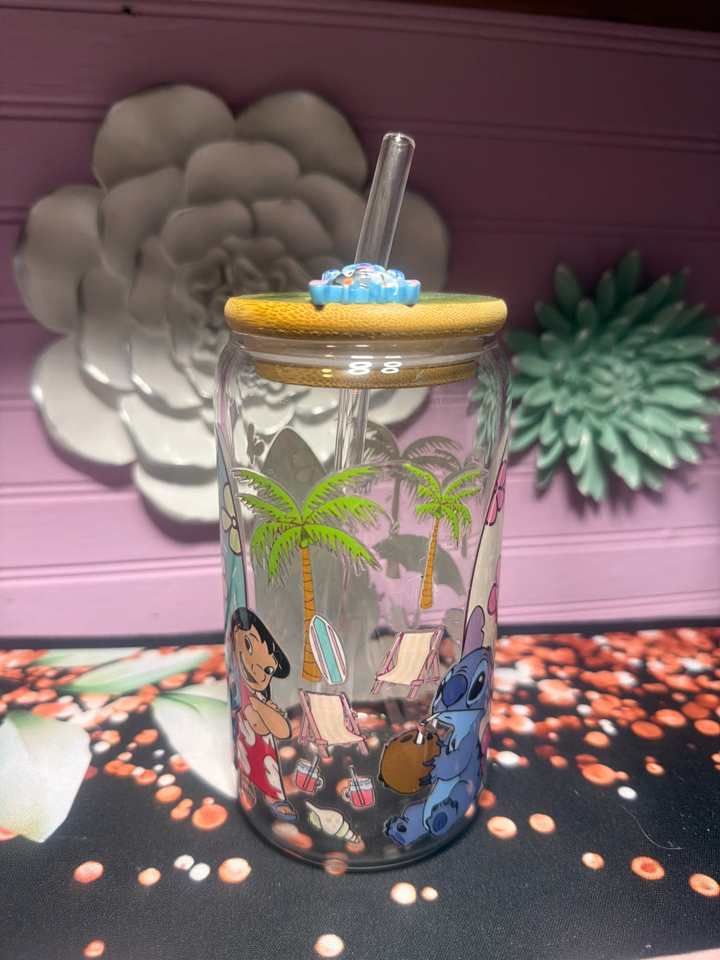Stitches stickers UV-DTF glass cup 16 oz