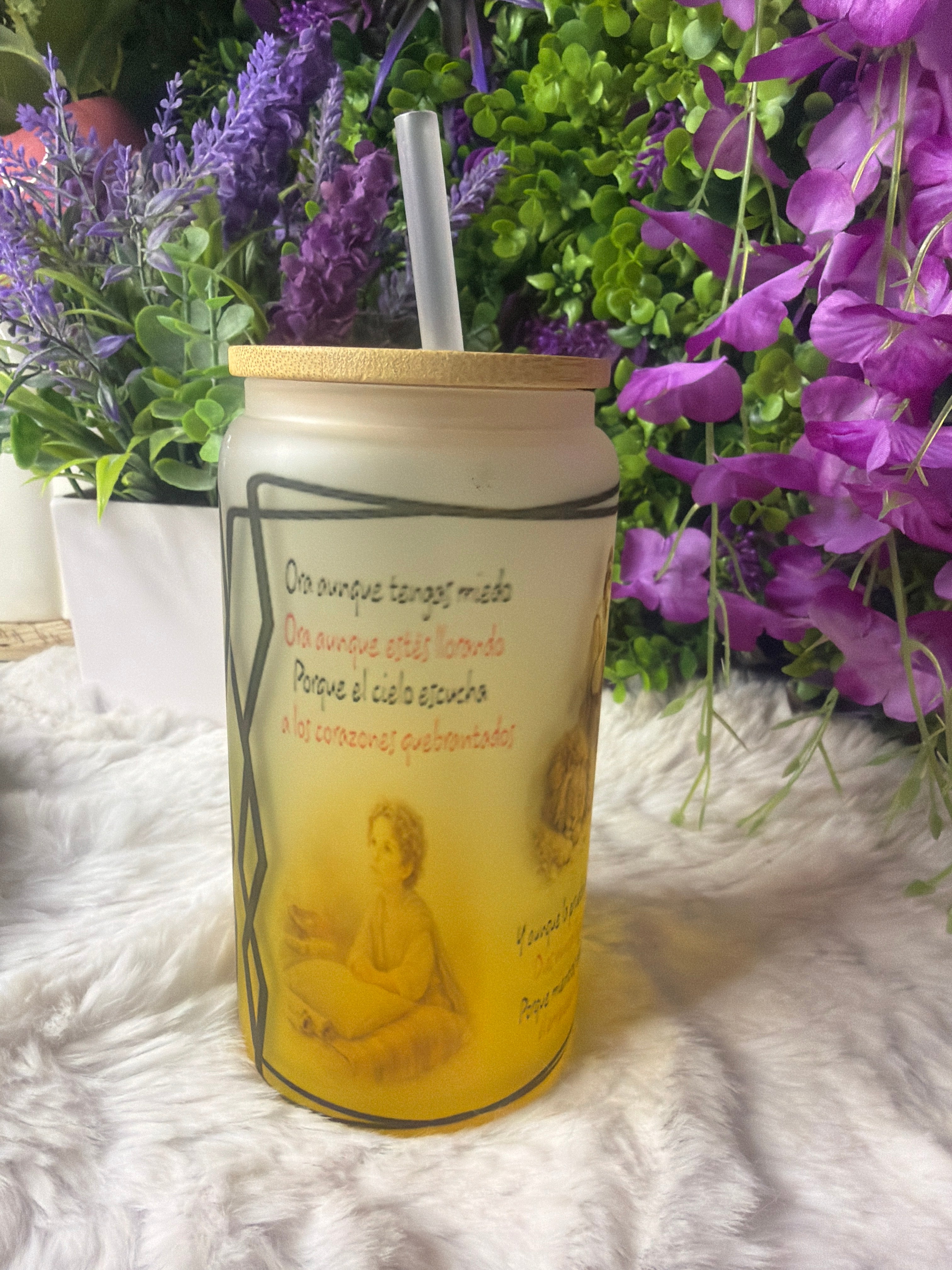 Hay poder en la oración frosted glass cup 16 oz