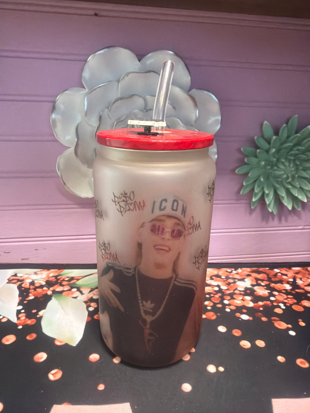 Peso pluma frosted glass cup 16 oz