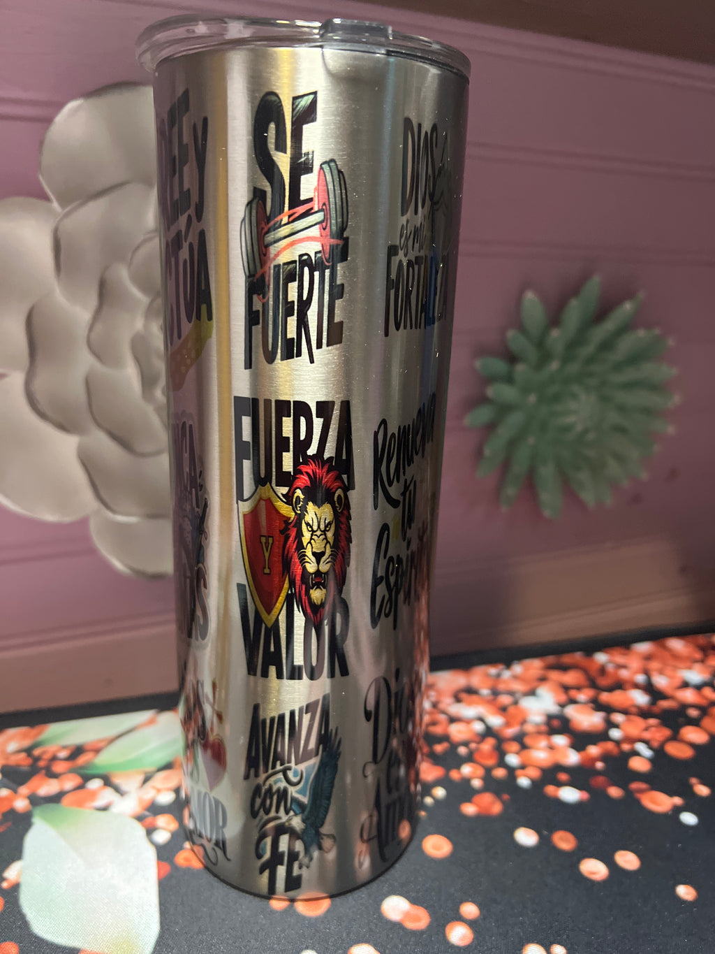 Textos bíblicos acero inoxidable tumbler 20 oz
