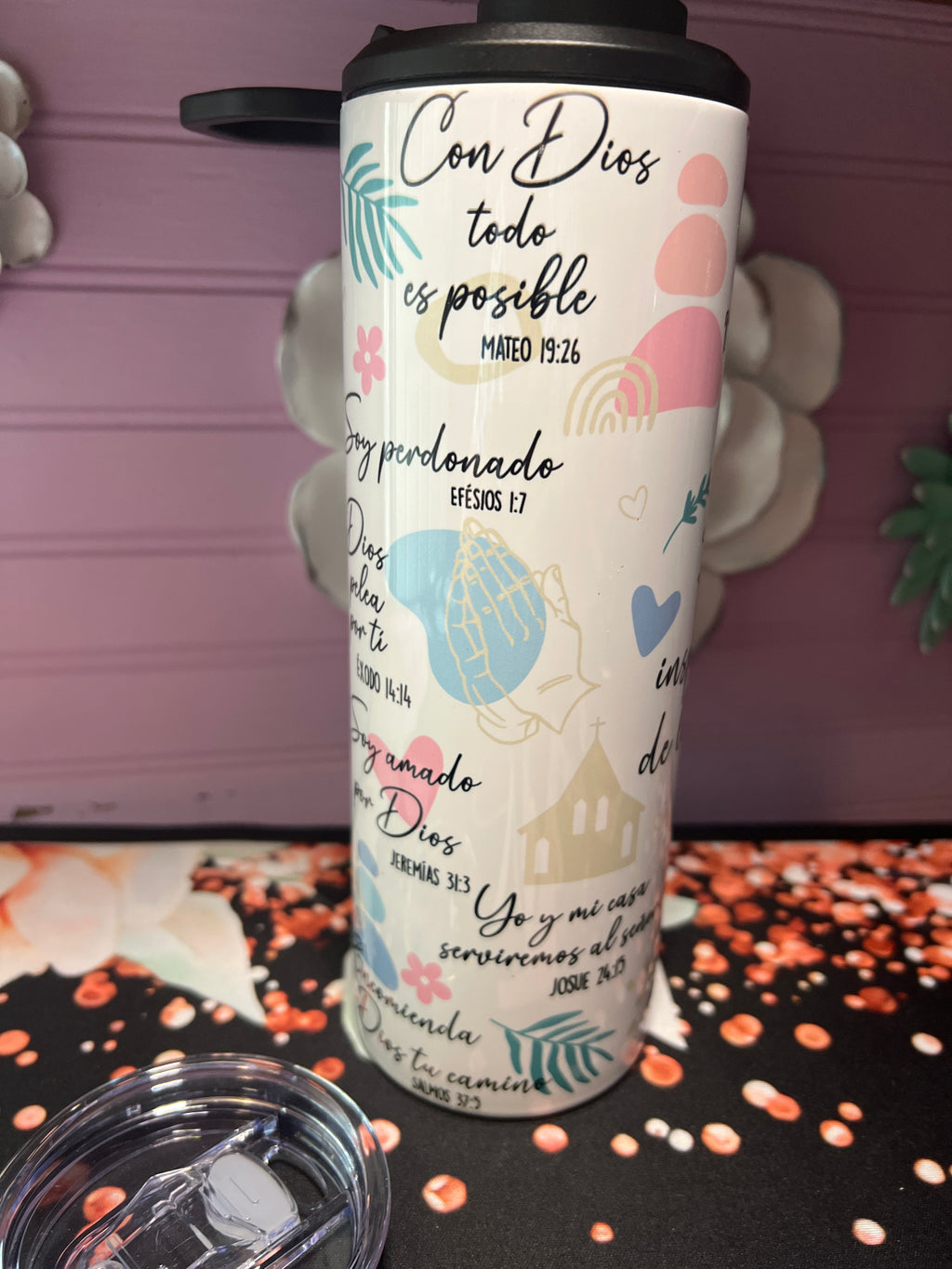 Versículos bíblicos tumbler 20oz 2 in 1 doble tapa