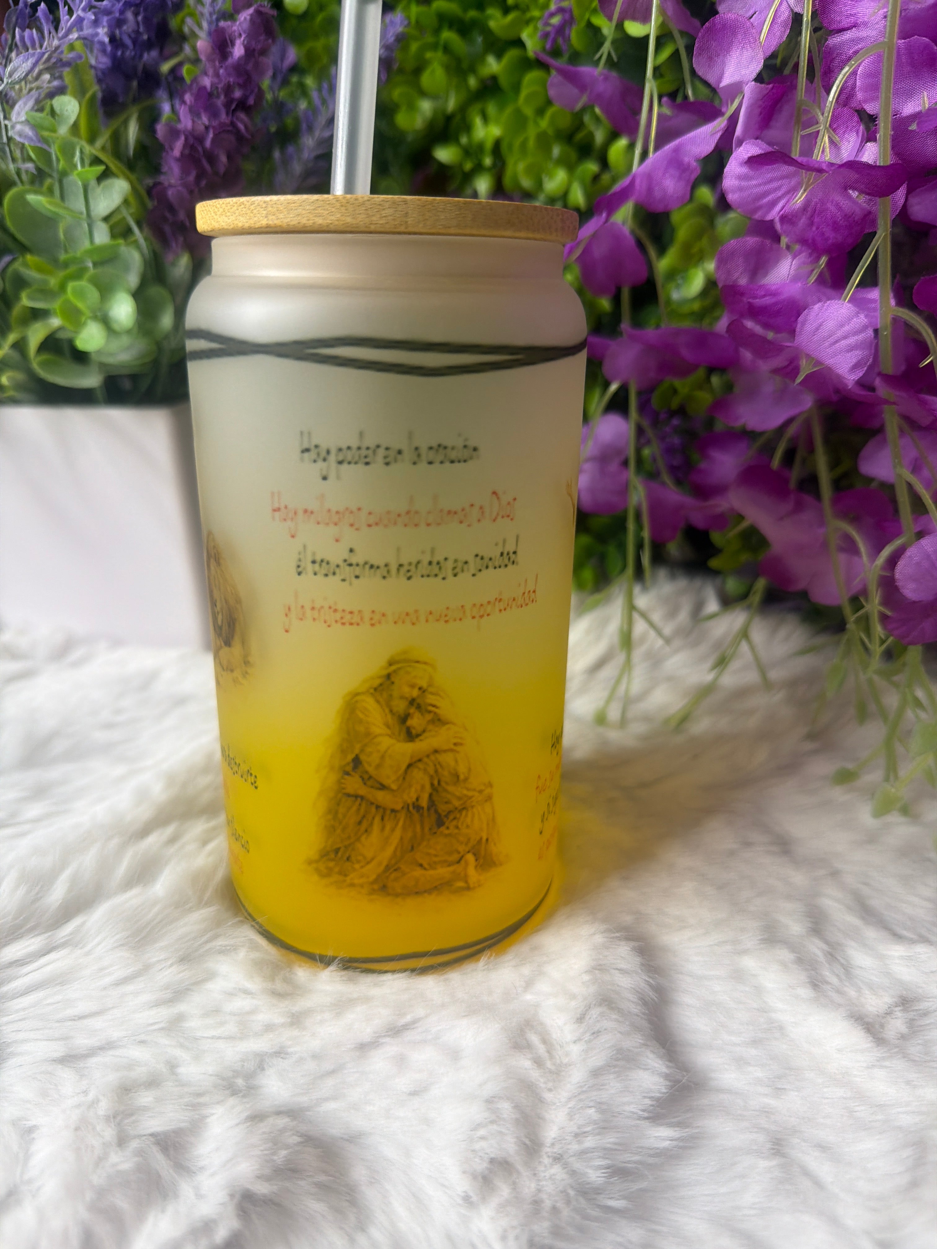 Hay poder en la oración frosted glass cup 16 oz