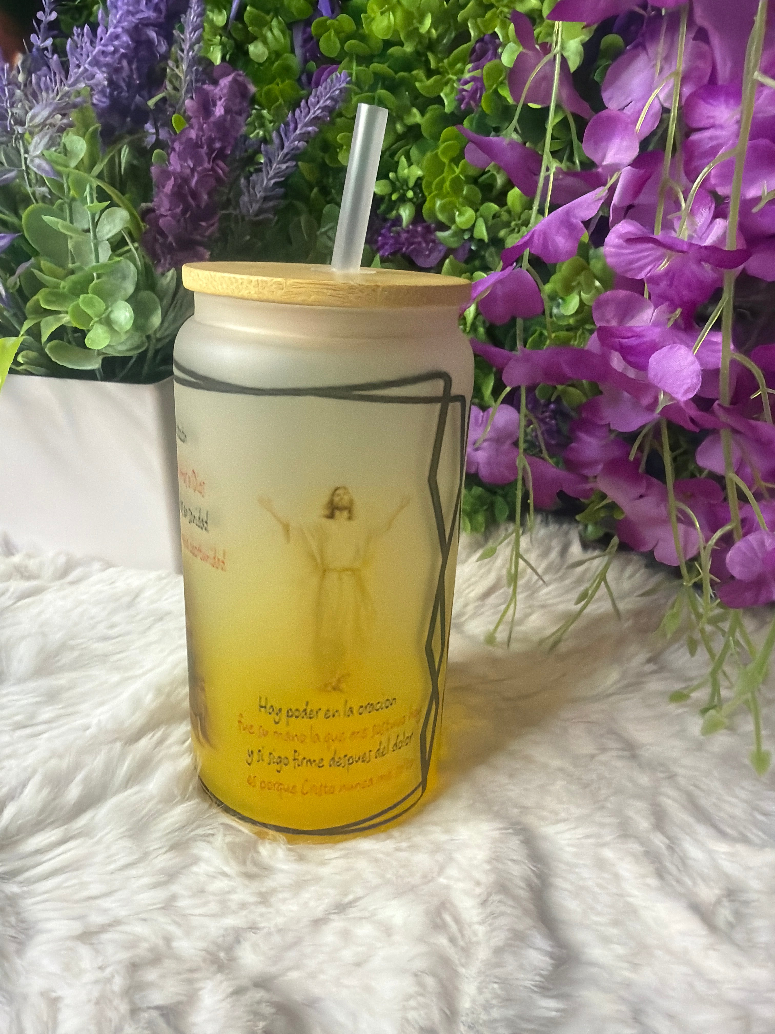 Hay poder en la oración frosted glass cup 16 oz