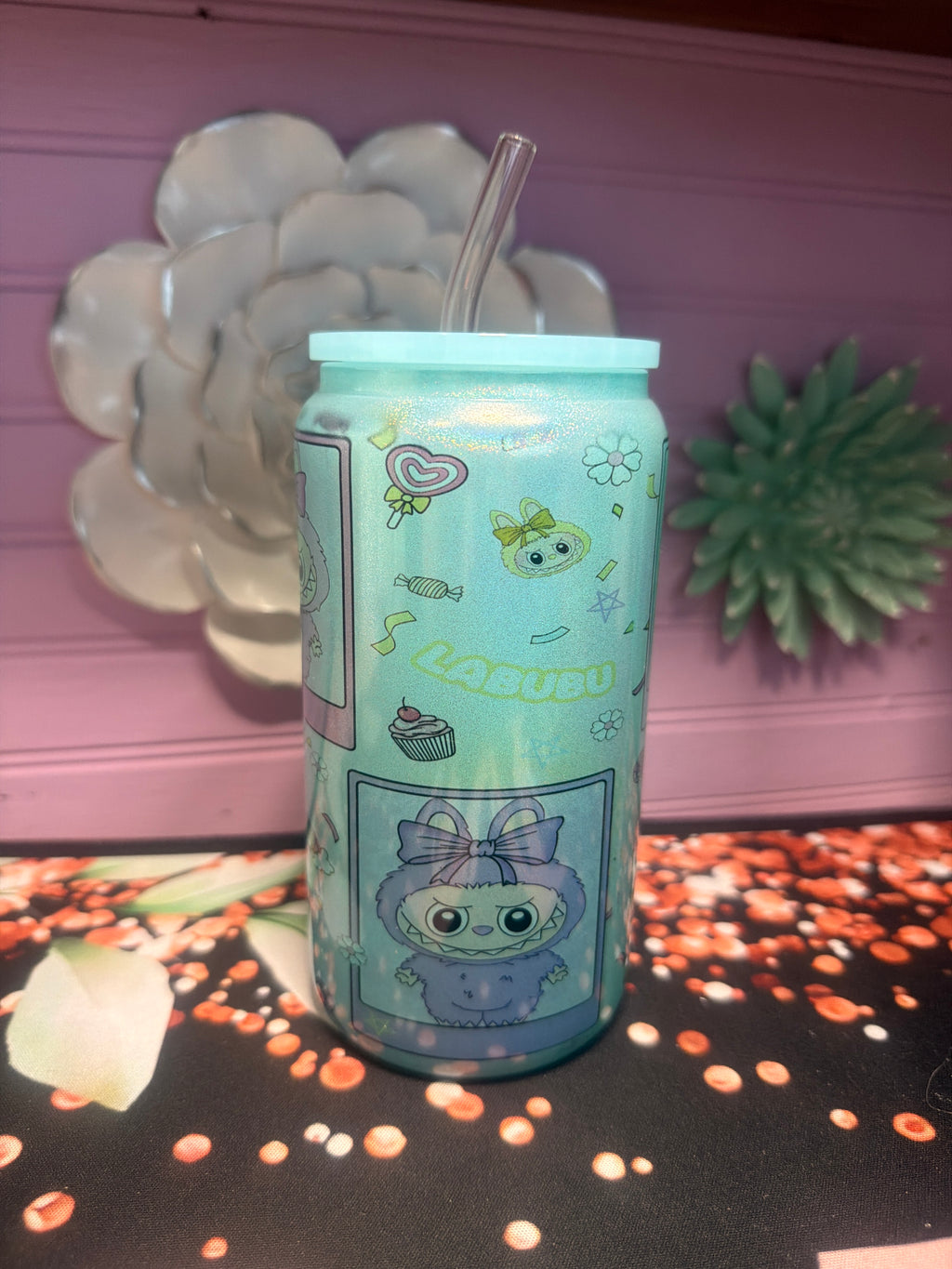 Labubu Glass cup 16 oz