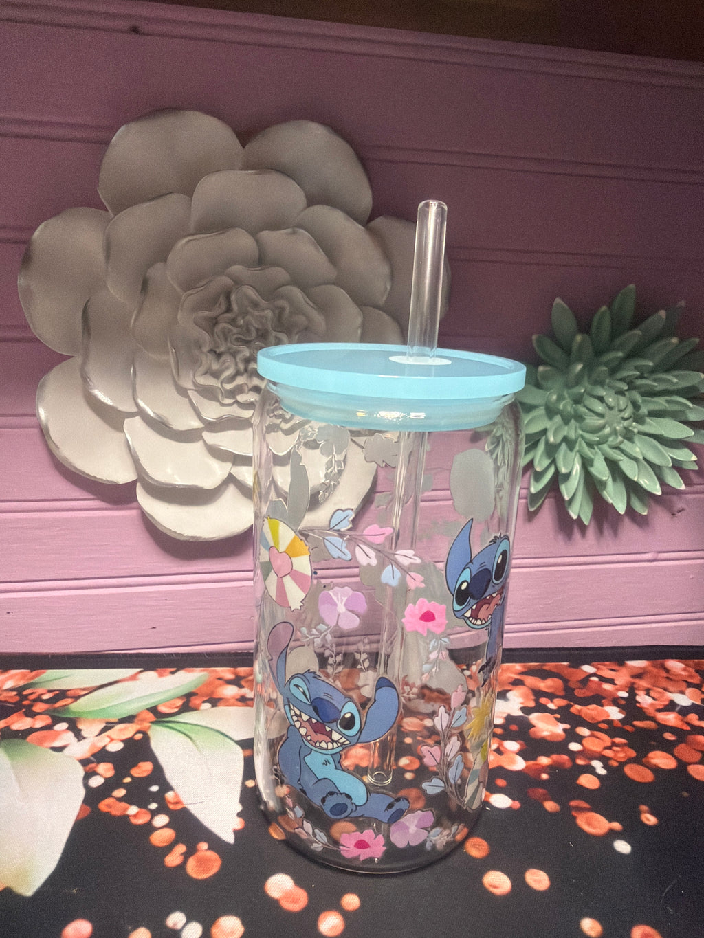 Stitches stickers UV-DTF glass cup 16 oz