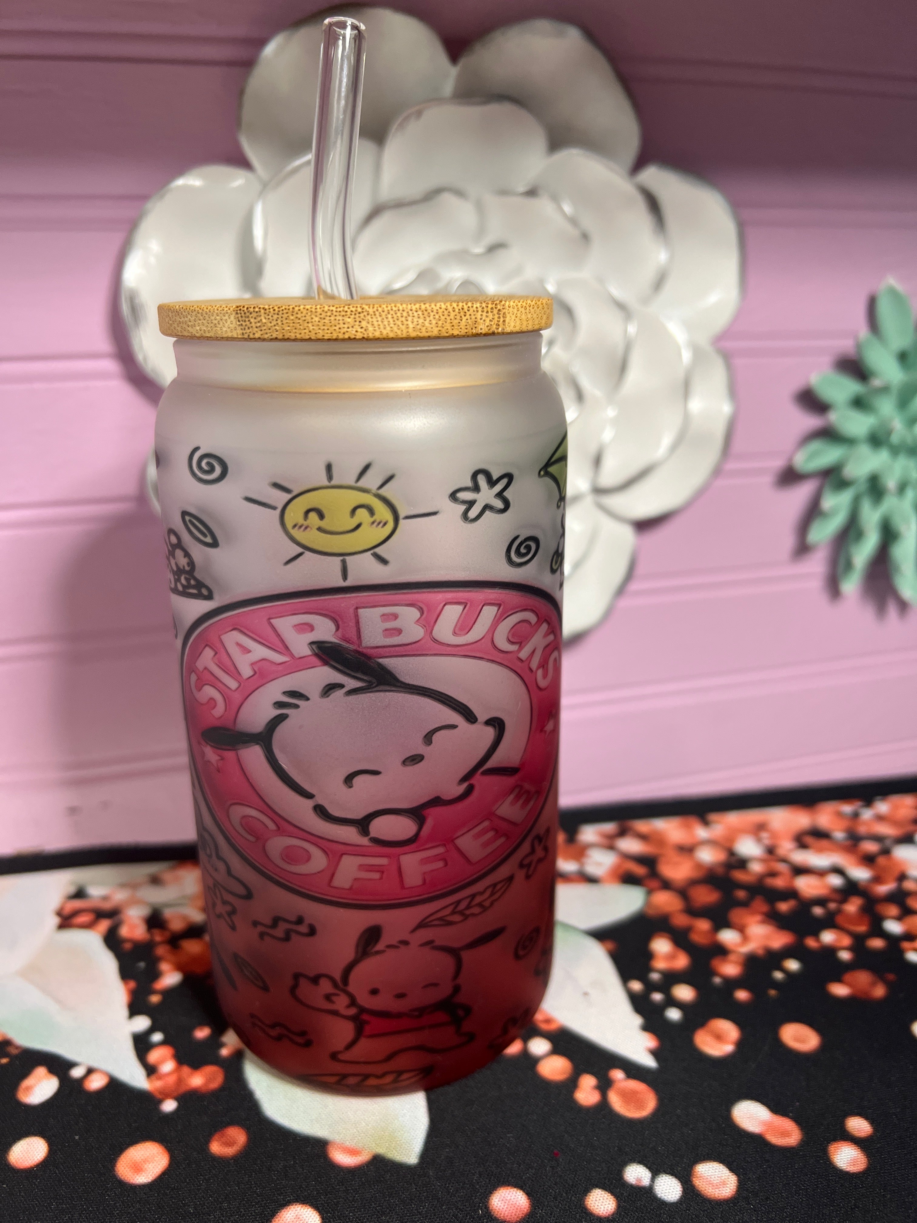 Frosted glass cup 16 oz
