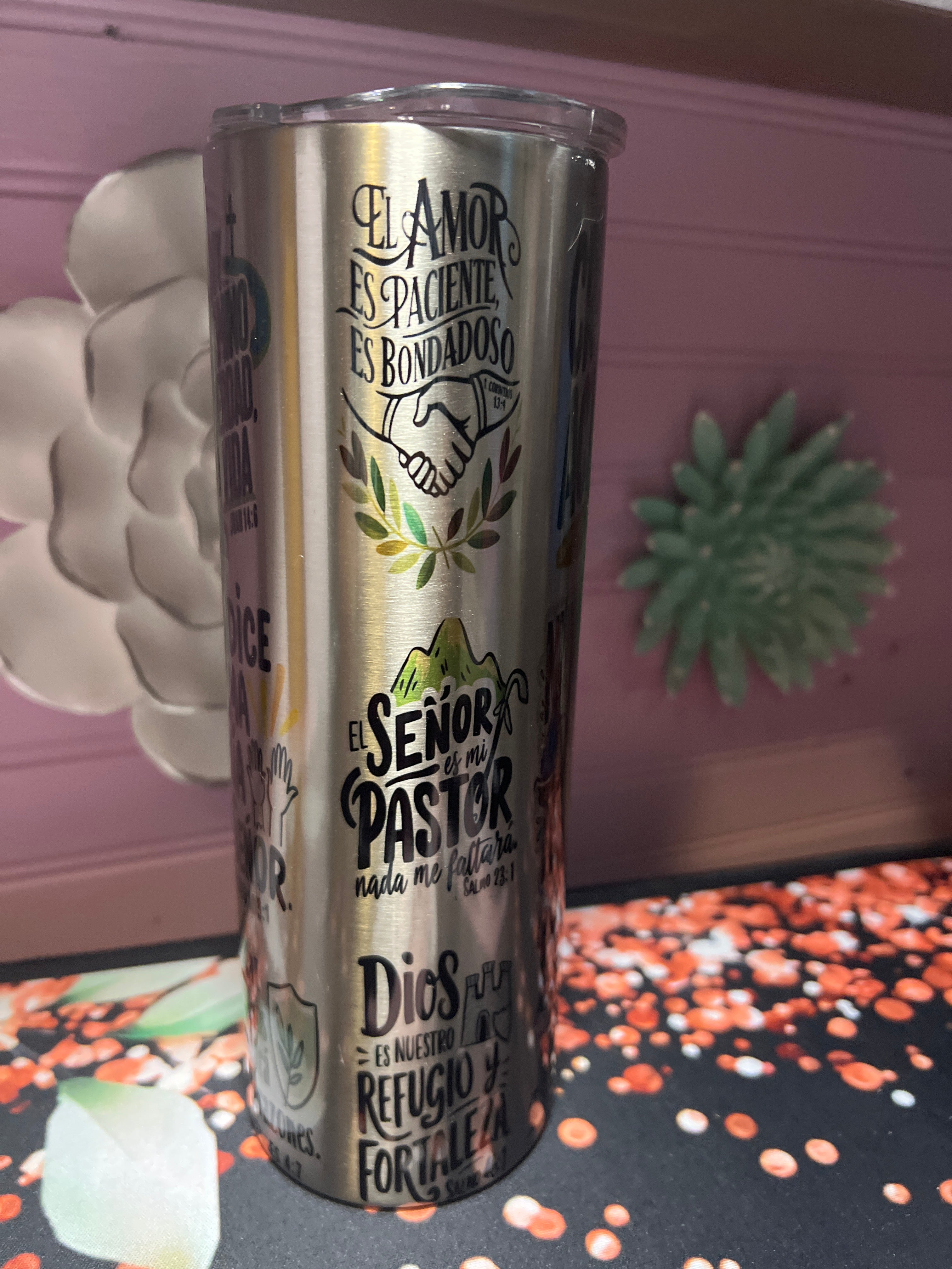 Textos bíblicos acero inoxidable tumbler 20 oz