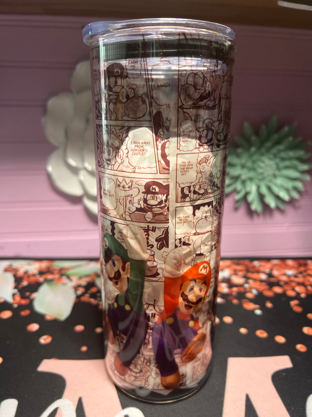 Mario & Luigi glass cup 20 oz