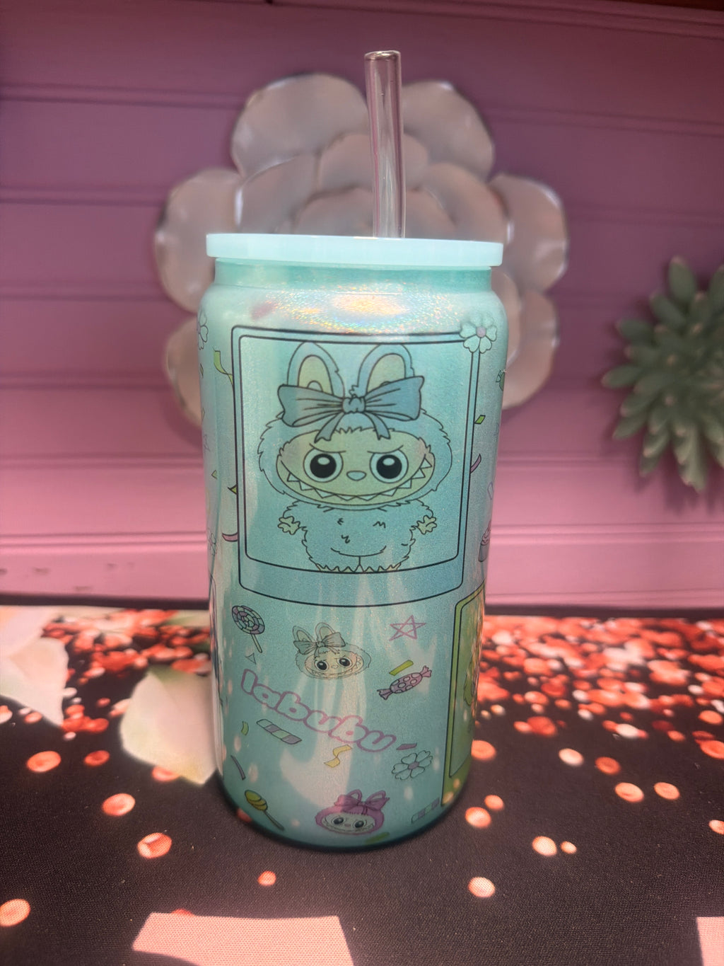 Labubu Glass cup 16 oz