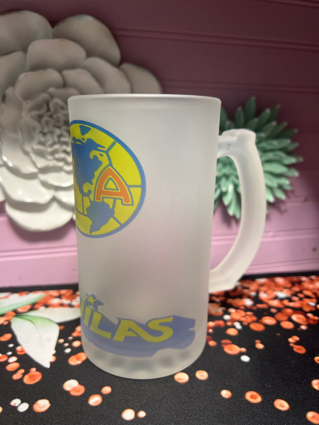 America frosted glass cup 16 oz