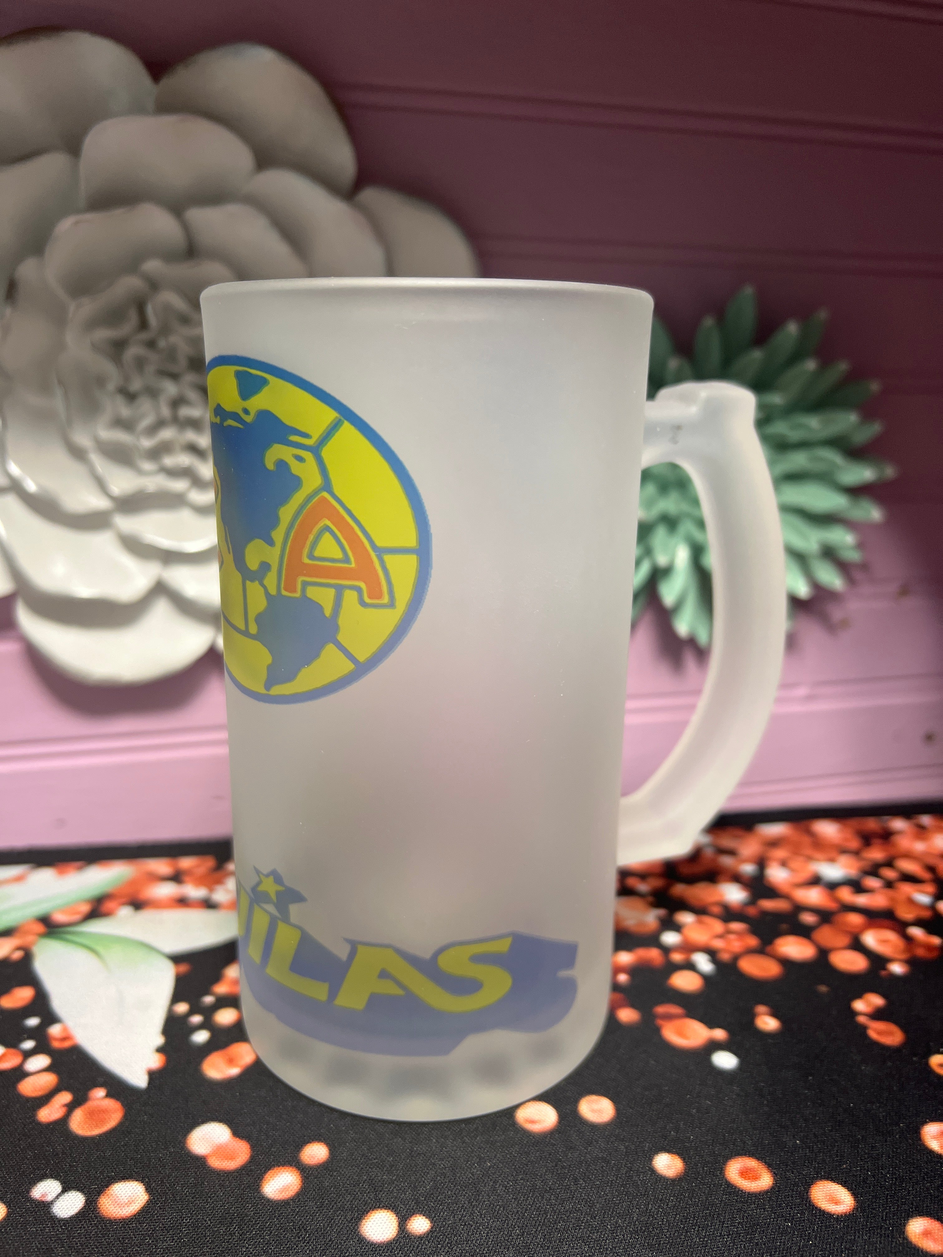 America frosted glass cup 16 oz