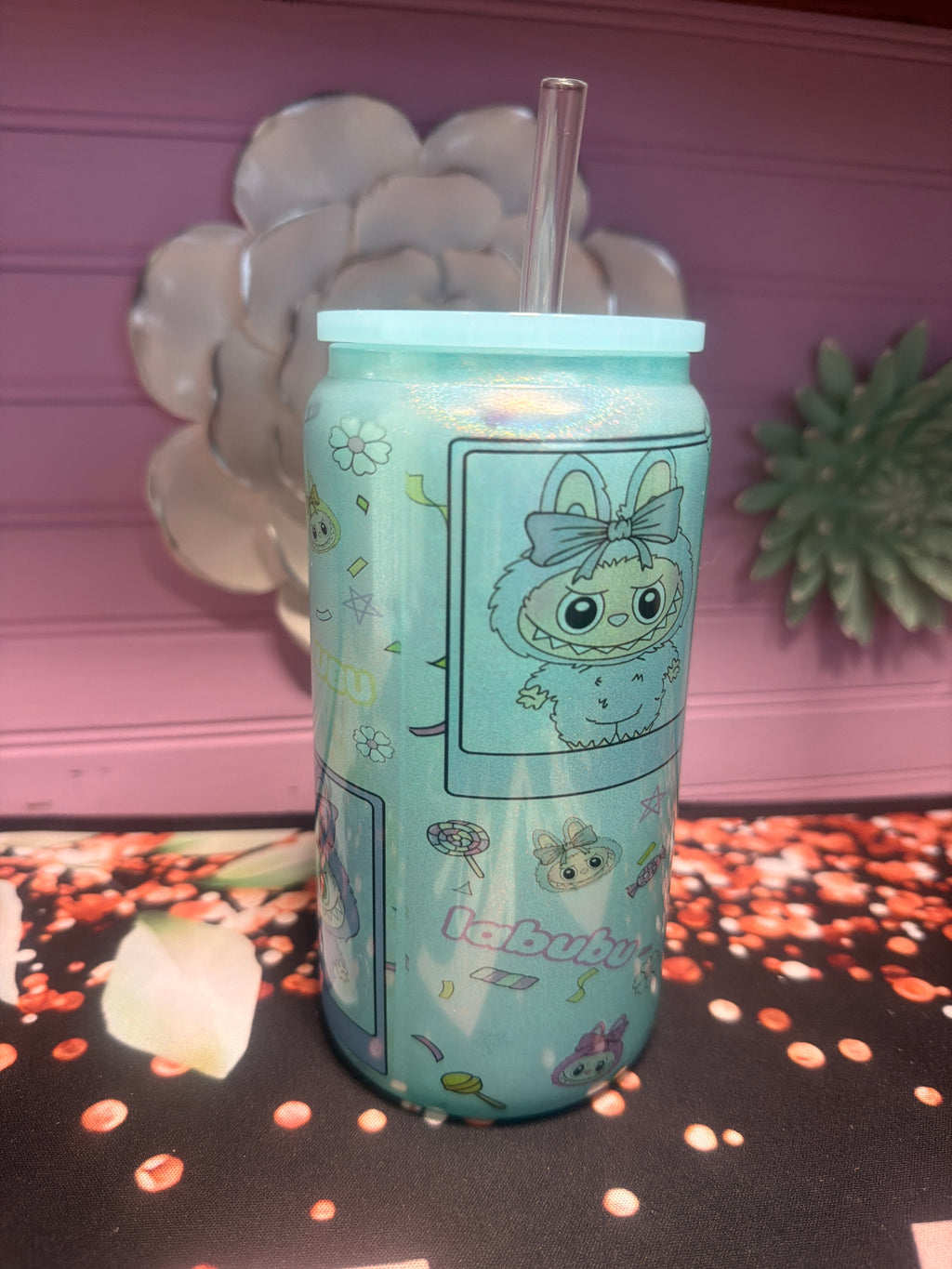 Labubu Glass cup 16 oz