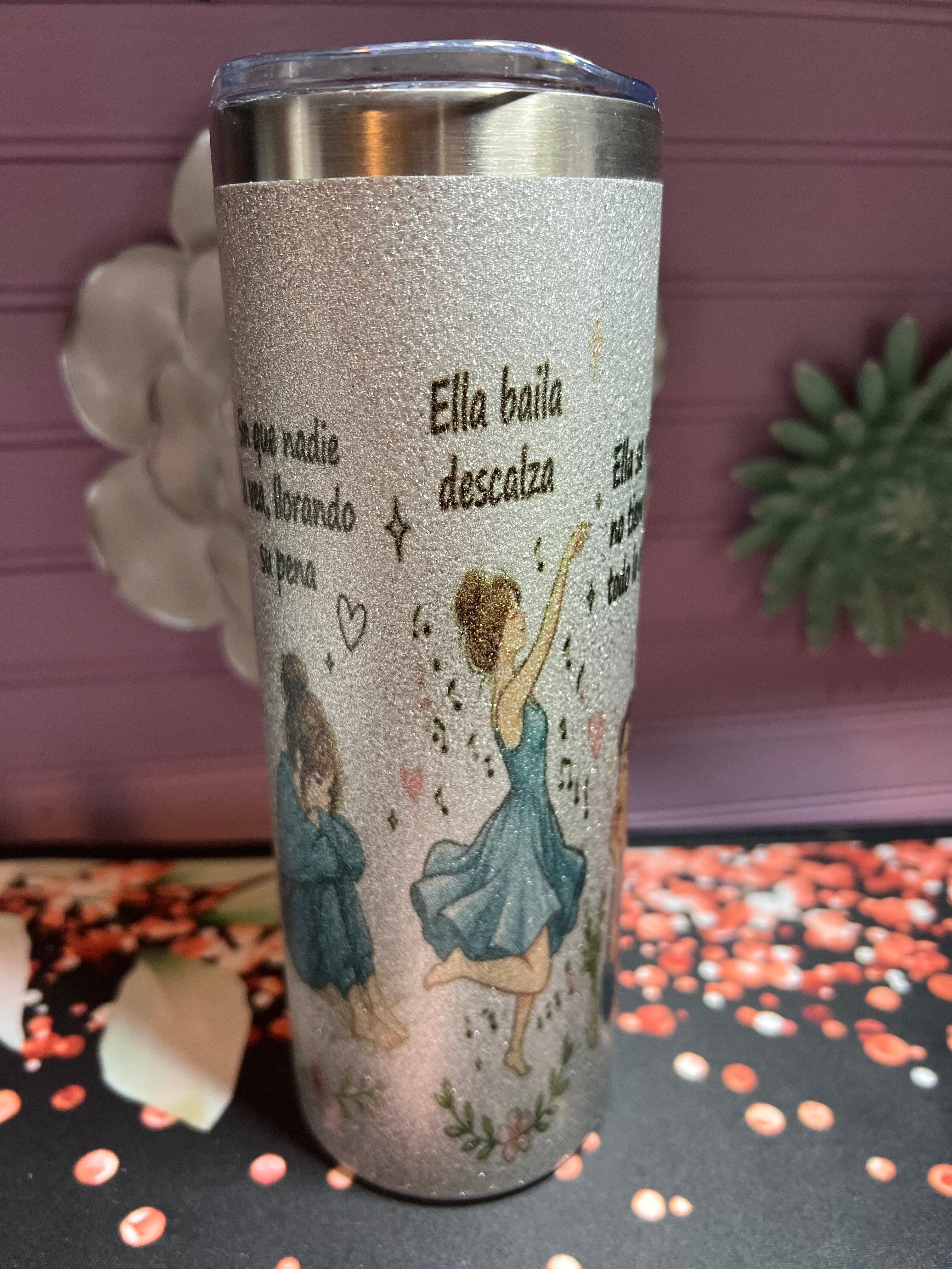 Silver glitter 20 oz tumbler