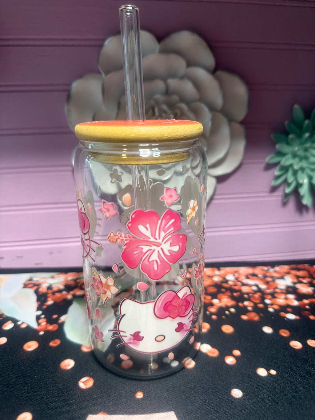 Hello Kitty sticker UV DTF glass cup 16 oz