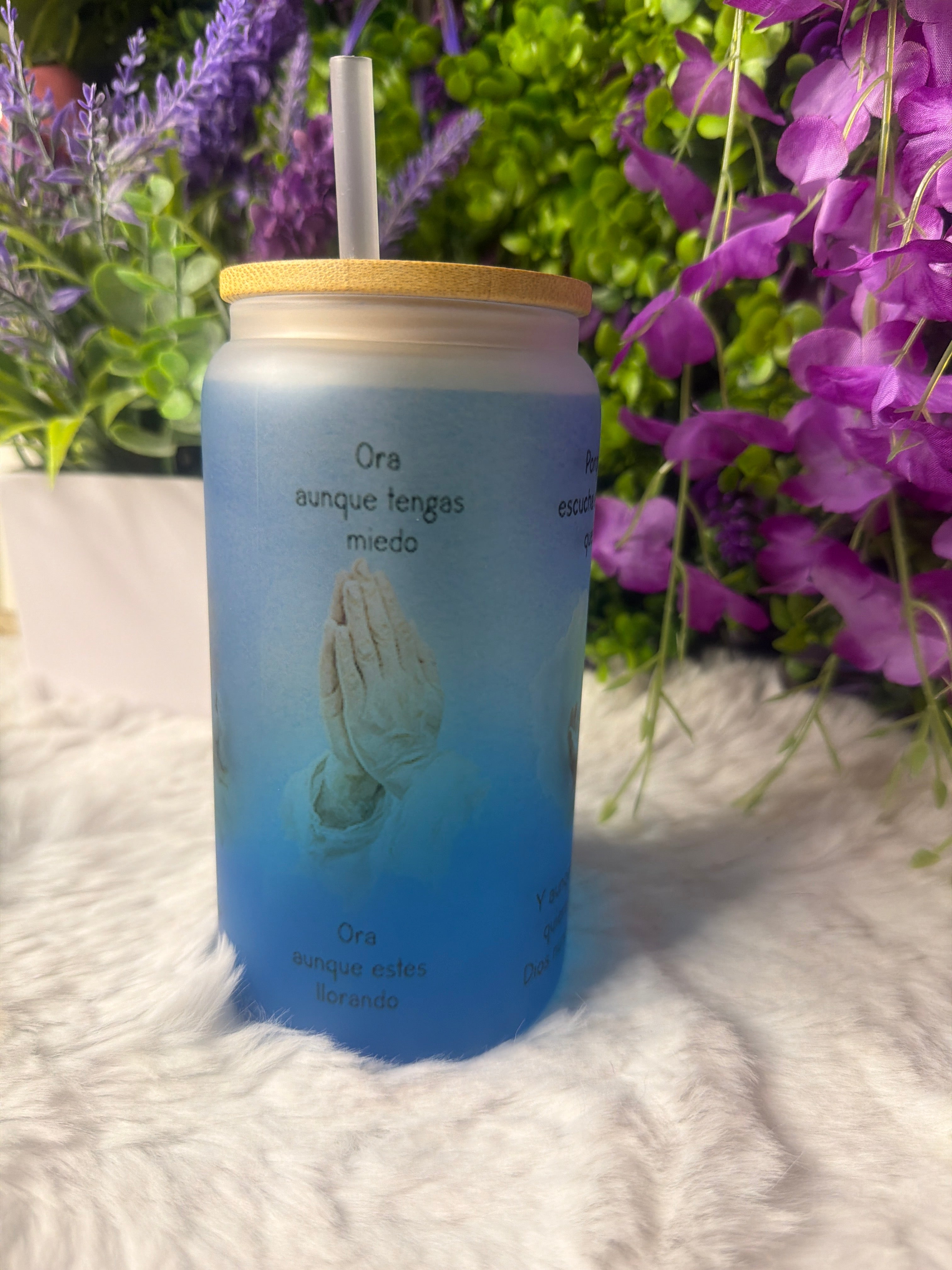 Hay poder en la oración frosted glass cup 16 oz