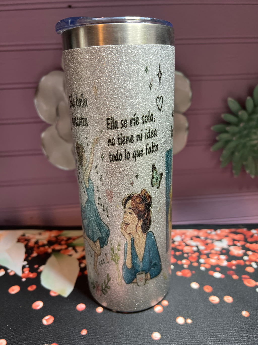 Silver glitter 20 oz tumbler