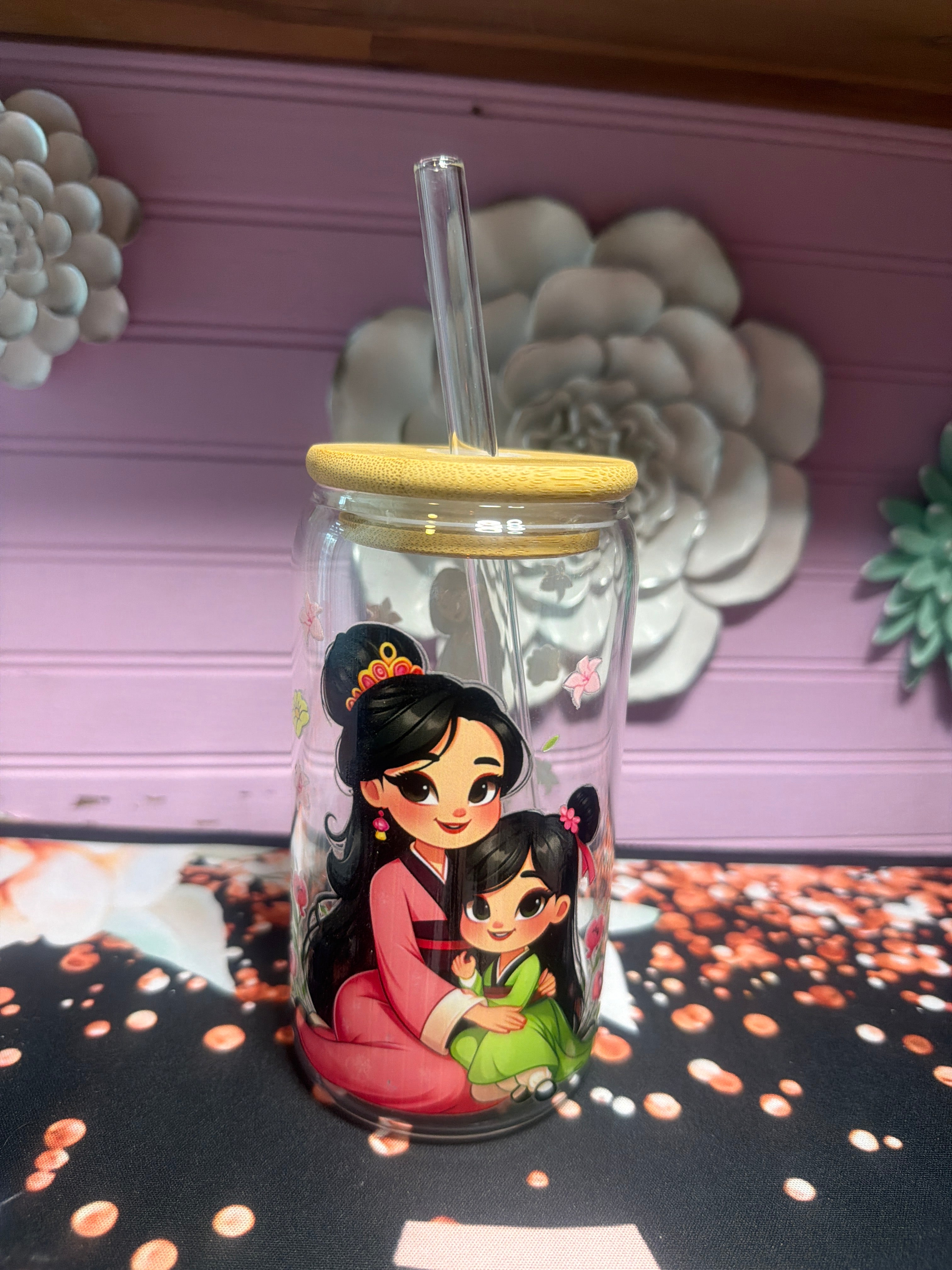 Mulan stickers UV-DTF glass cup 16 oz