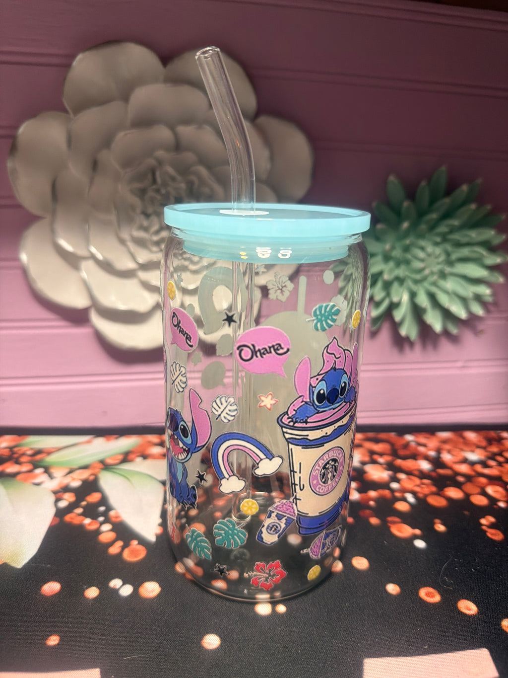 Stitches stickers UV-DTF glass cup 16 oz