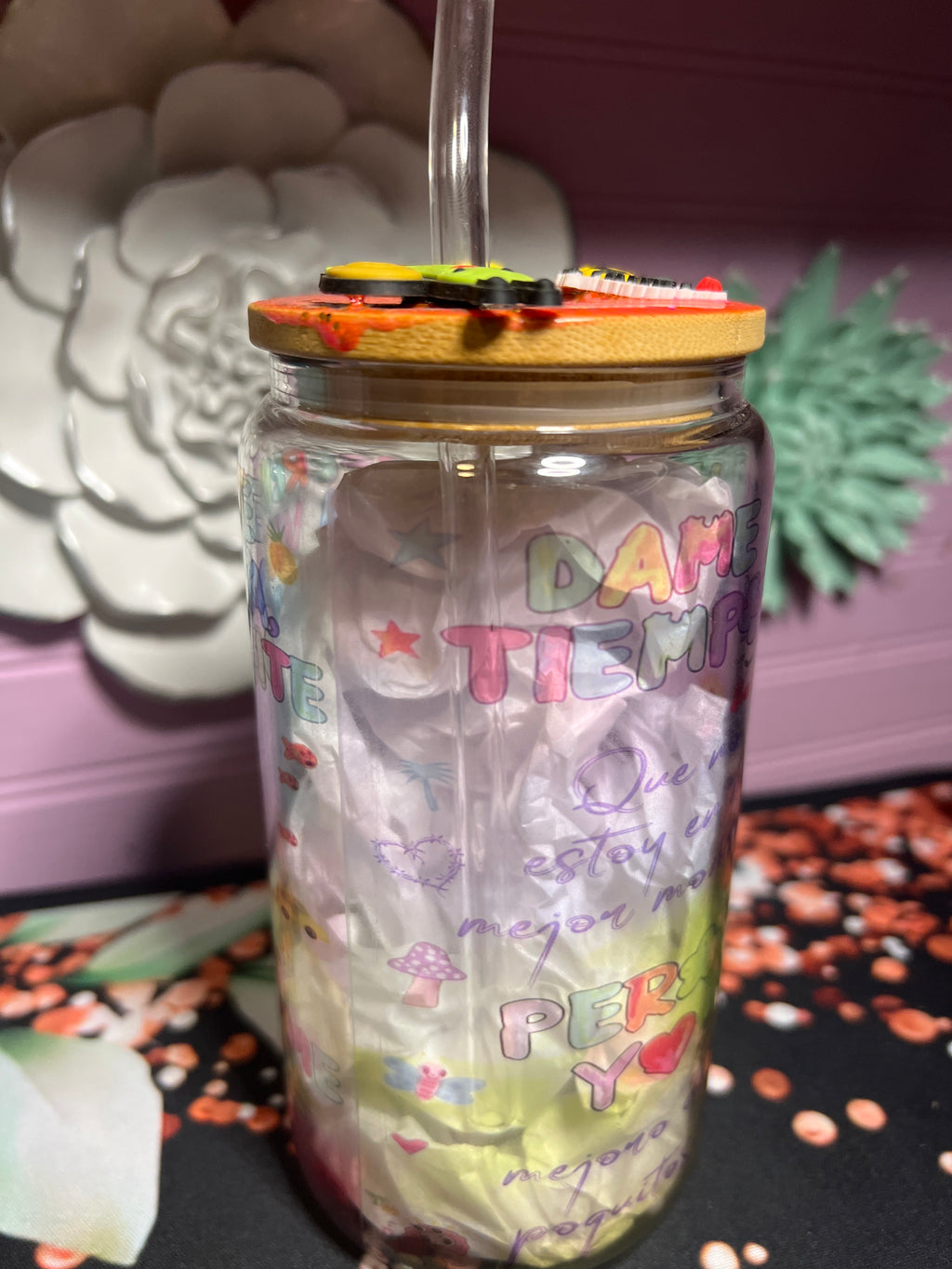 Clear glass cup 16 oz Mañana será mas bonito