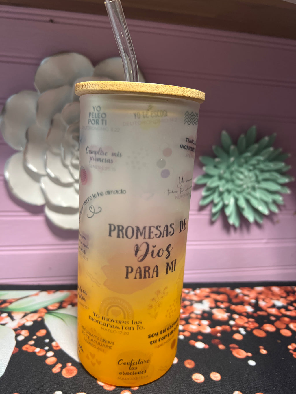 Promesa De Dios Para Mi frosted glass cup 18 oz