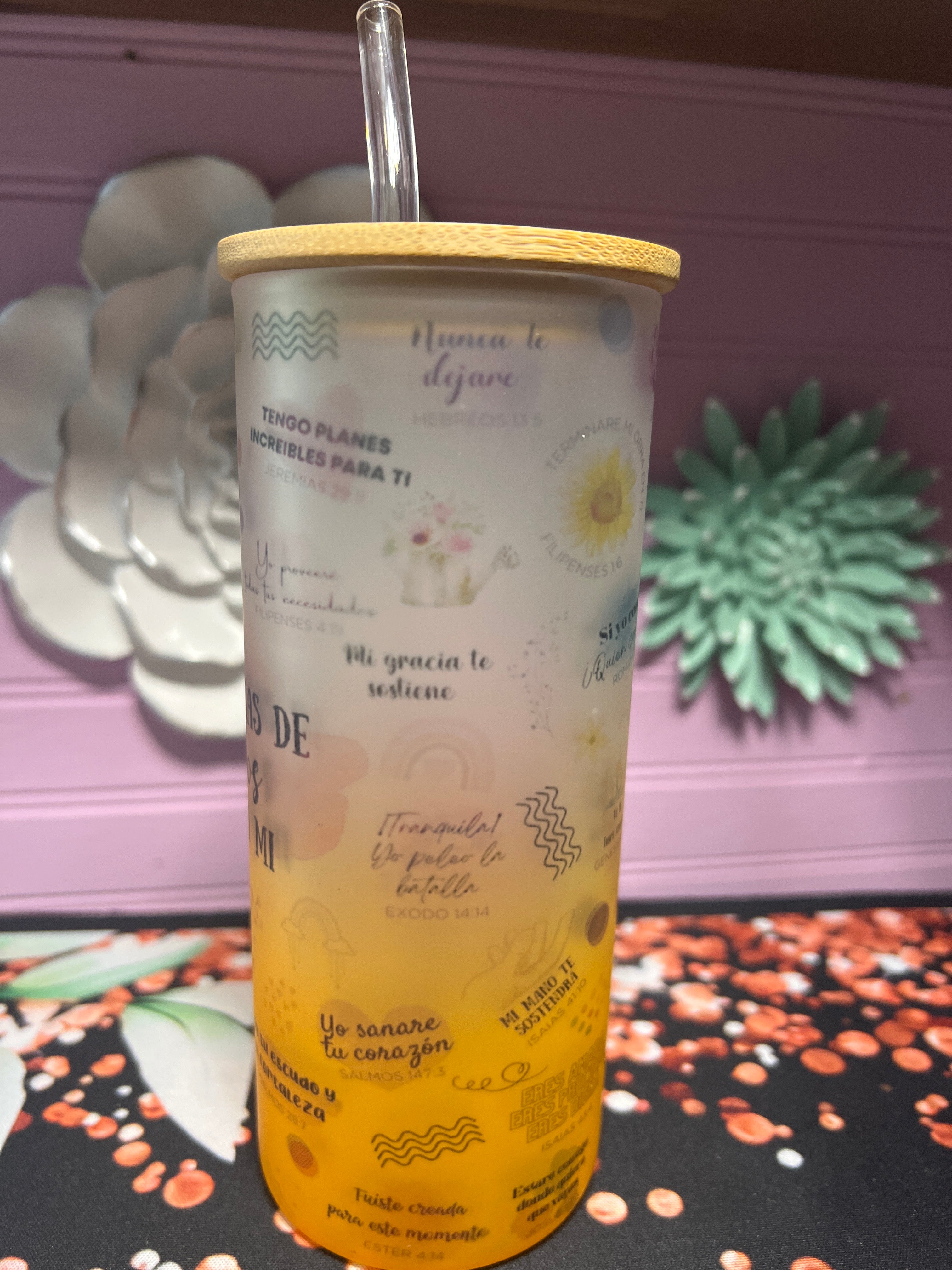 Promesa De Dios Para Mi frosted glass cup 18 oz