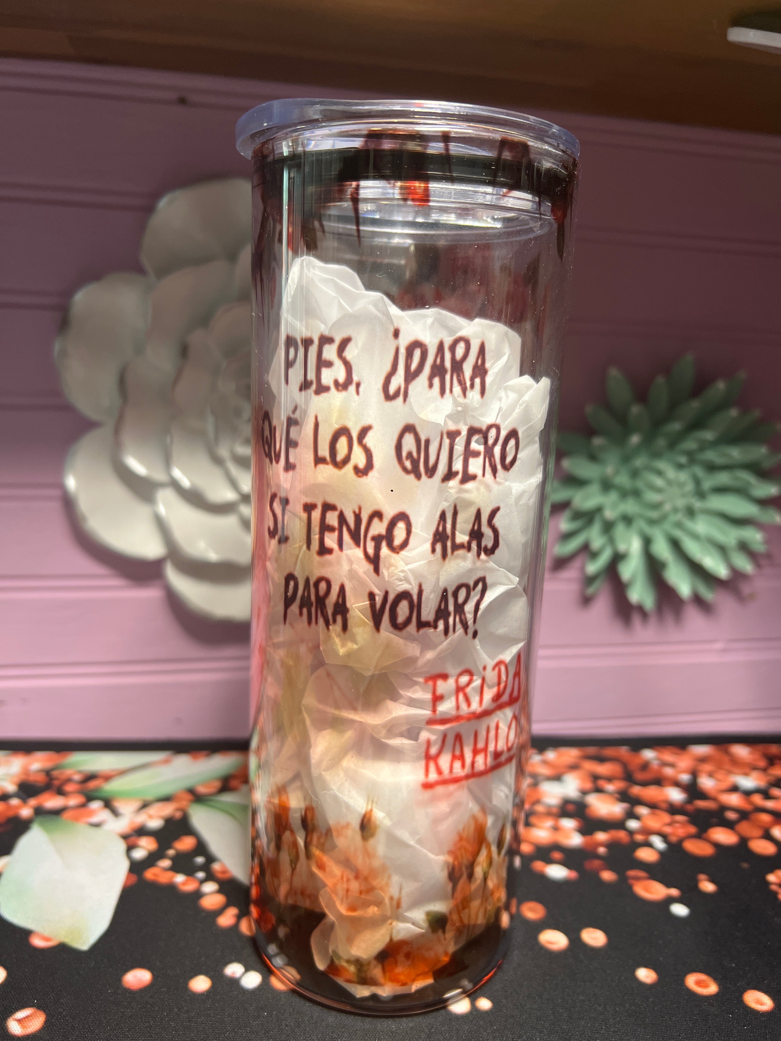 Frida Kahlo glass cup 20 oz