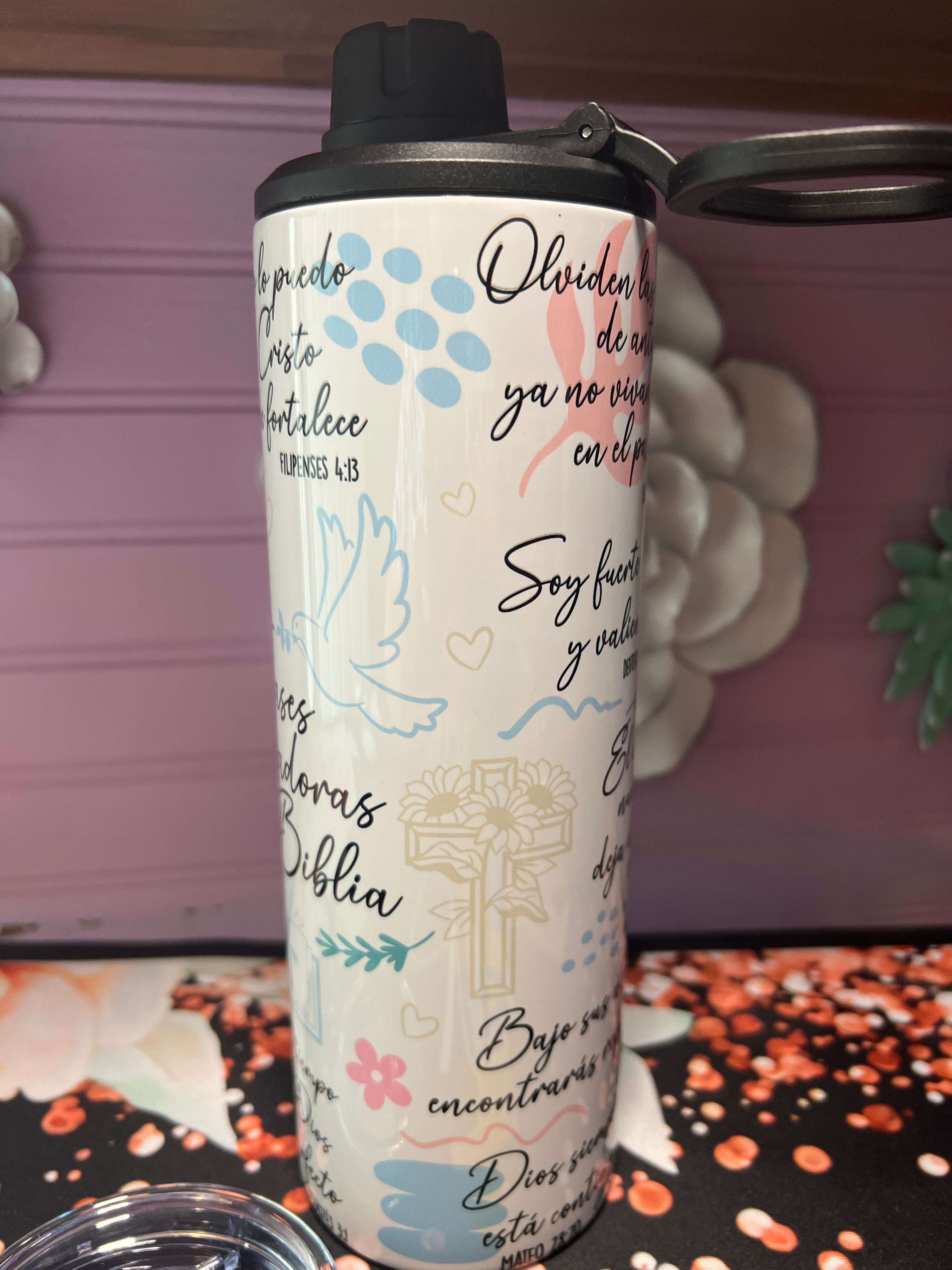 Versículos bíblicos tumbler 20oz 2 in 1 doble tapa