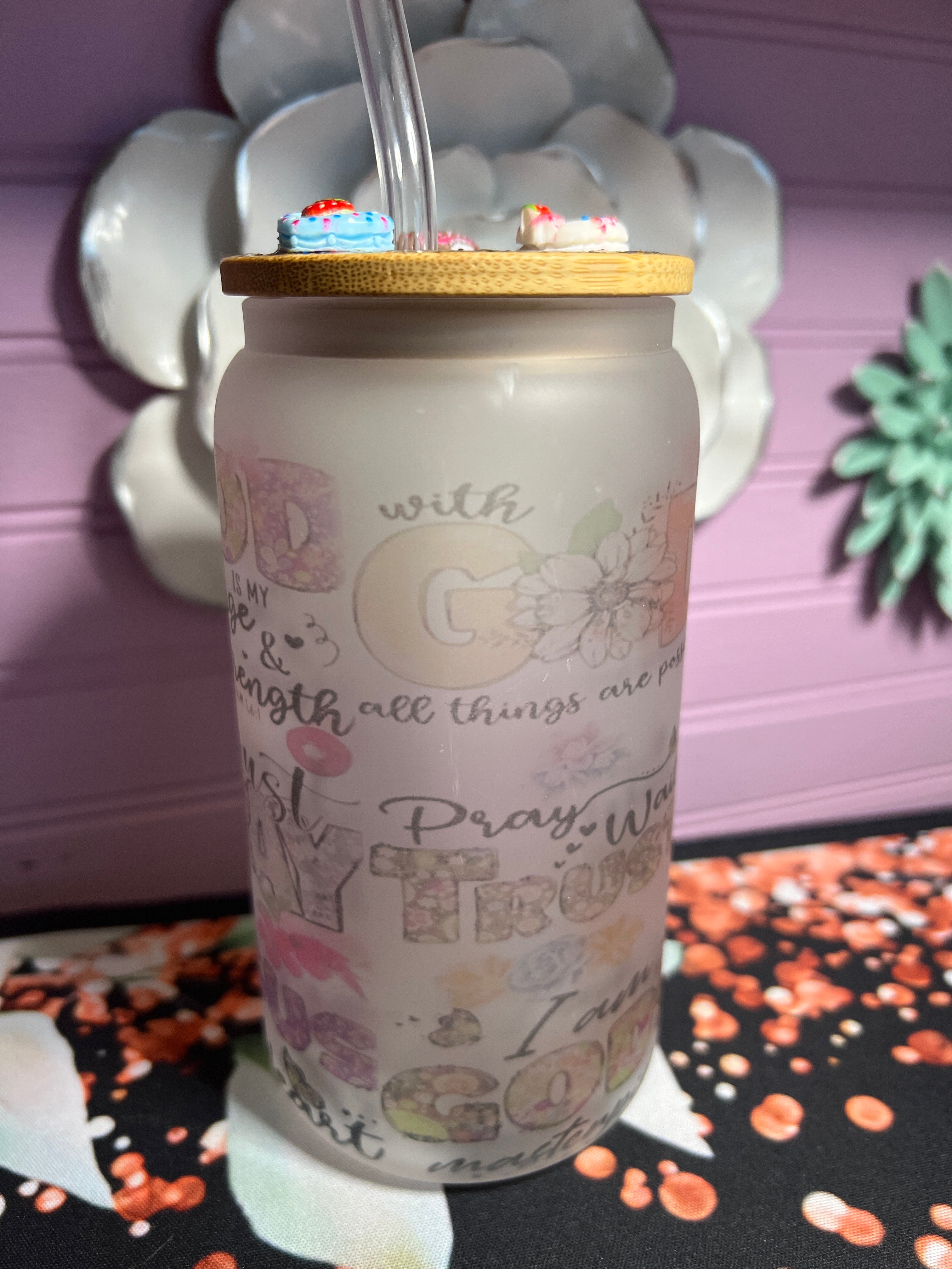Frosted glass cup 16 oz