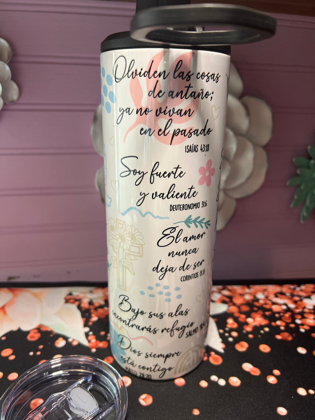 Versículos bíblicos tumbler 20oz 2 in 1 doble tapa