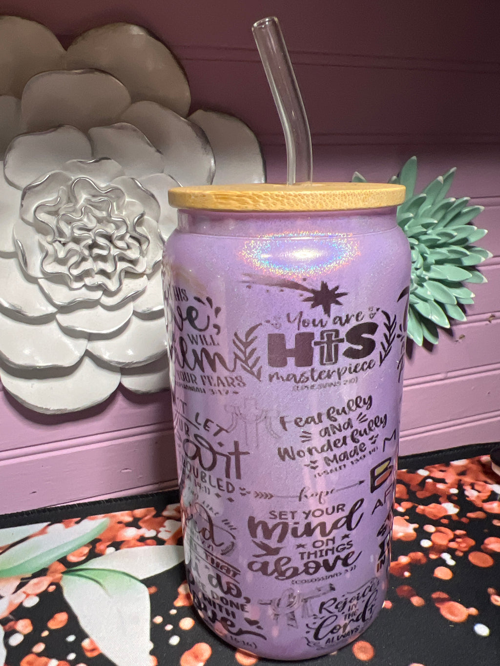 Glass cup 16 oz My Daily Bible Affirmation