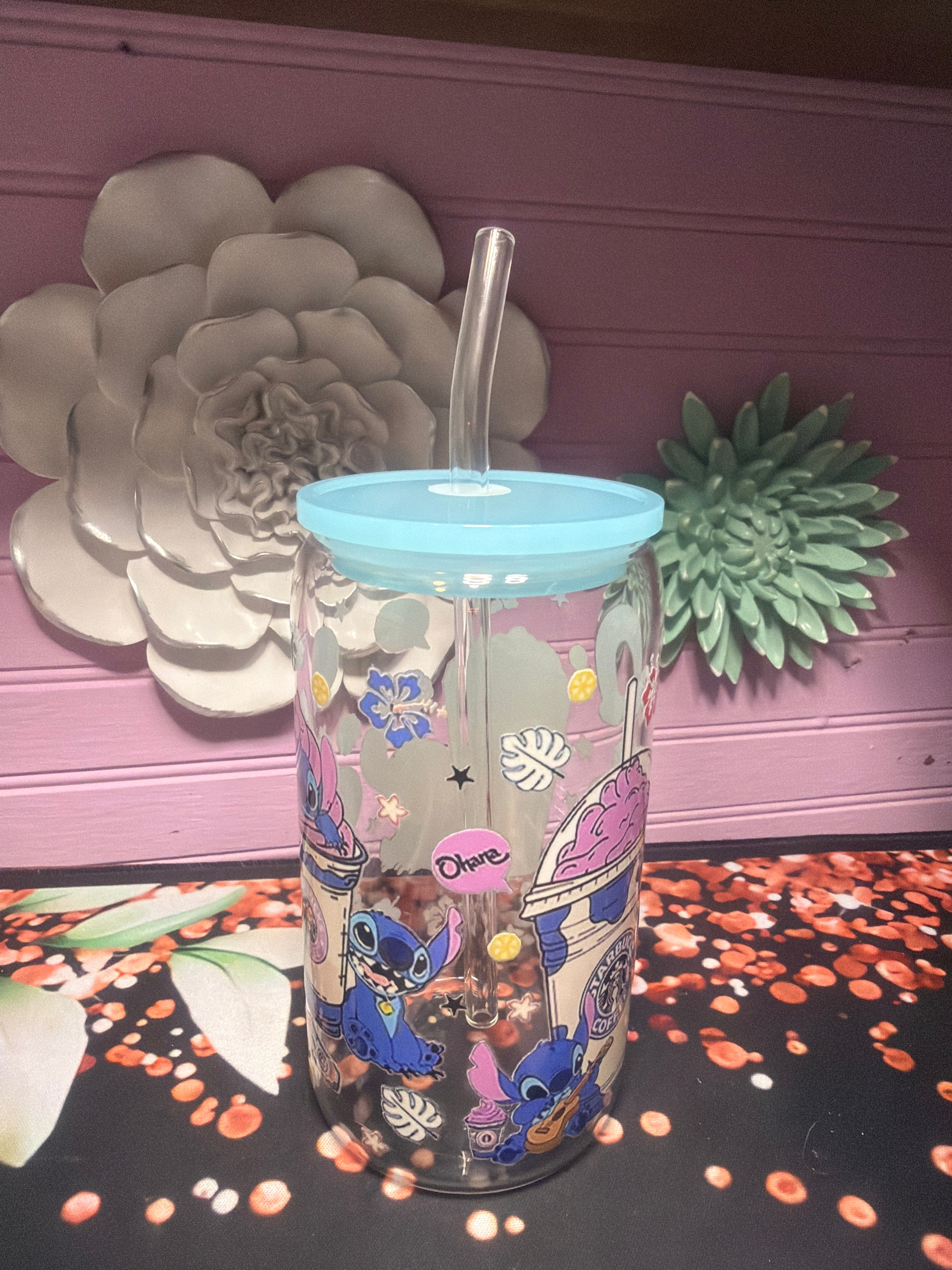Stitches stickers UV-DTF glass cup 16 oz