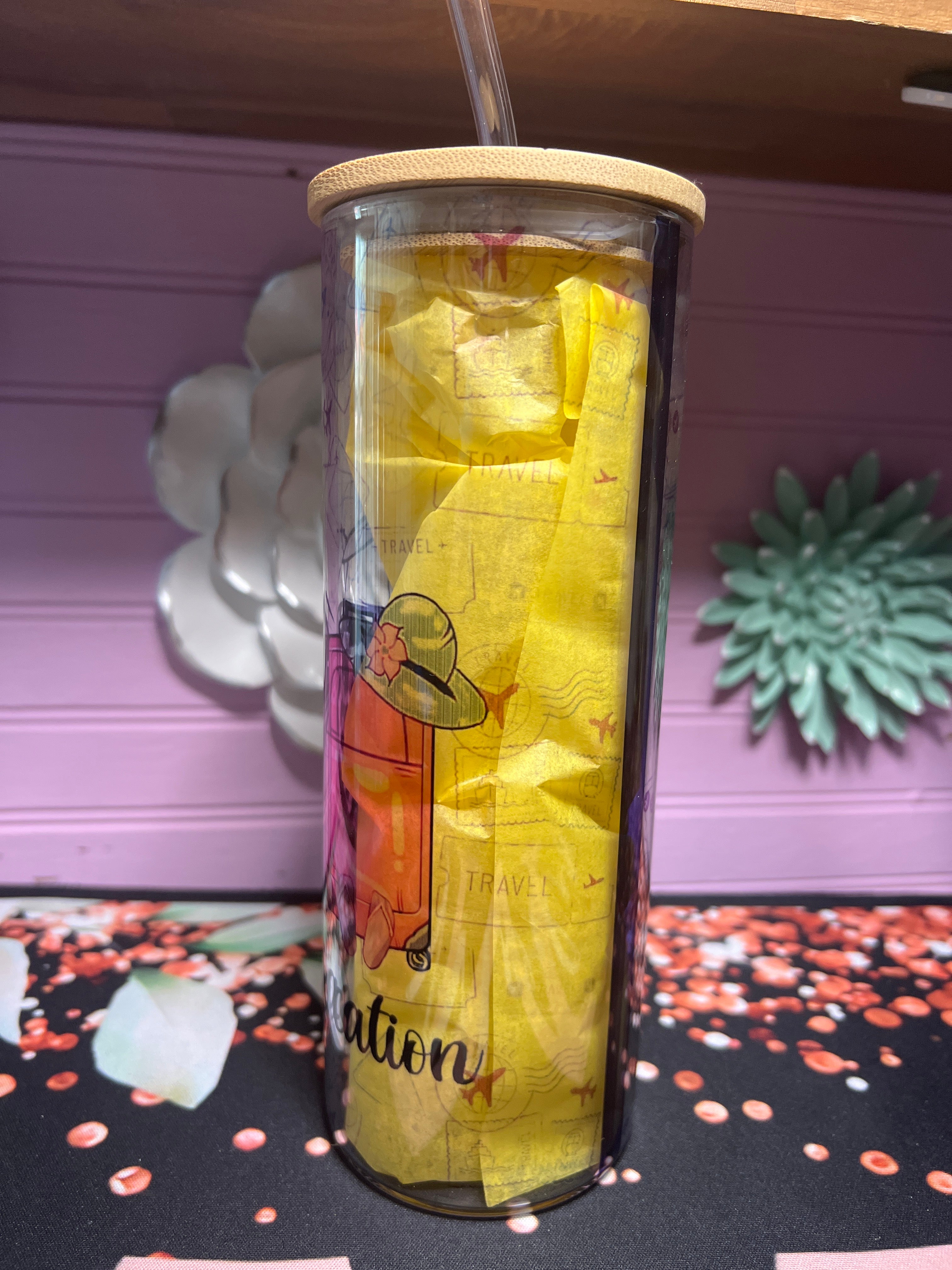 Peace  Love  Vacation glass cup 20 oz