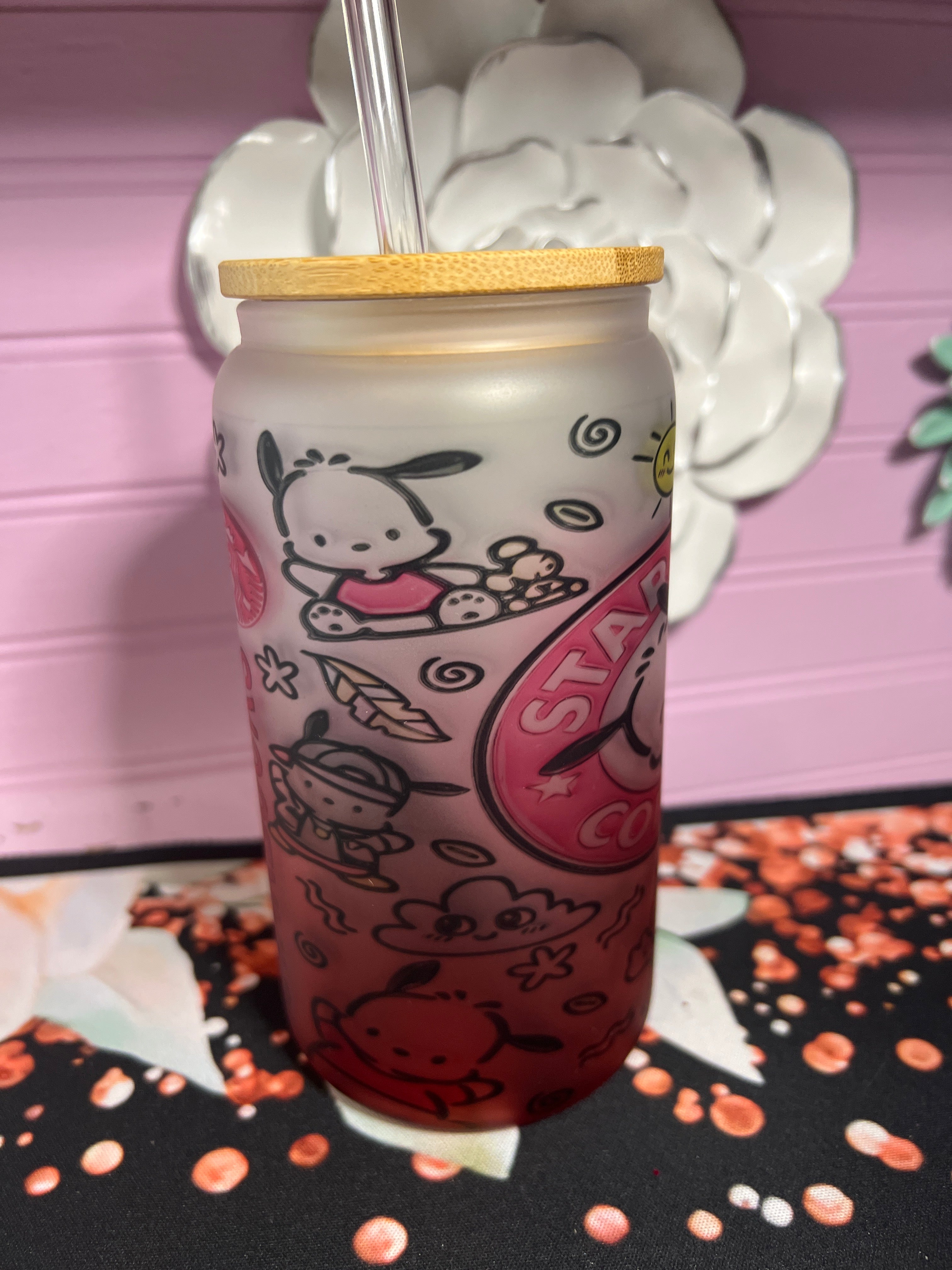 Frosted glass cup 16 oz