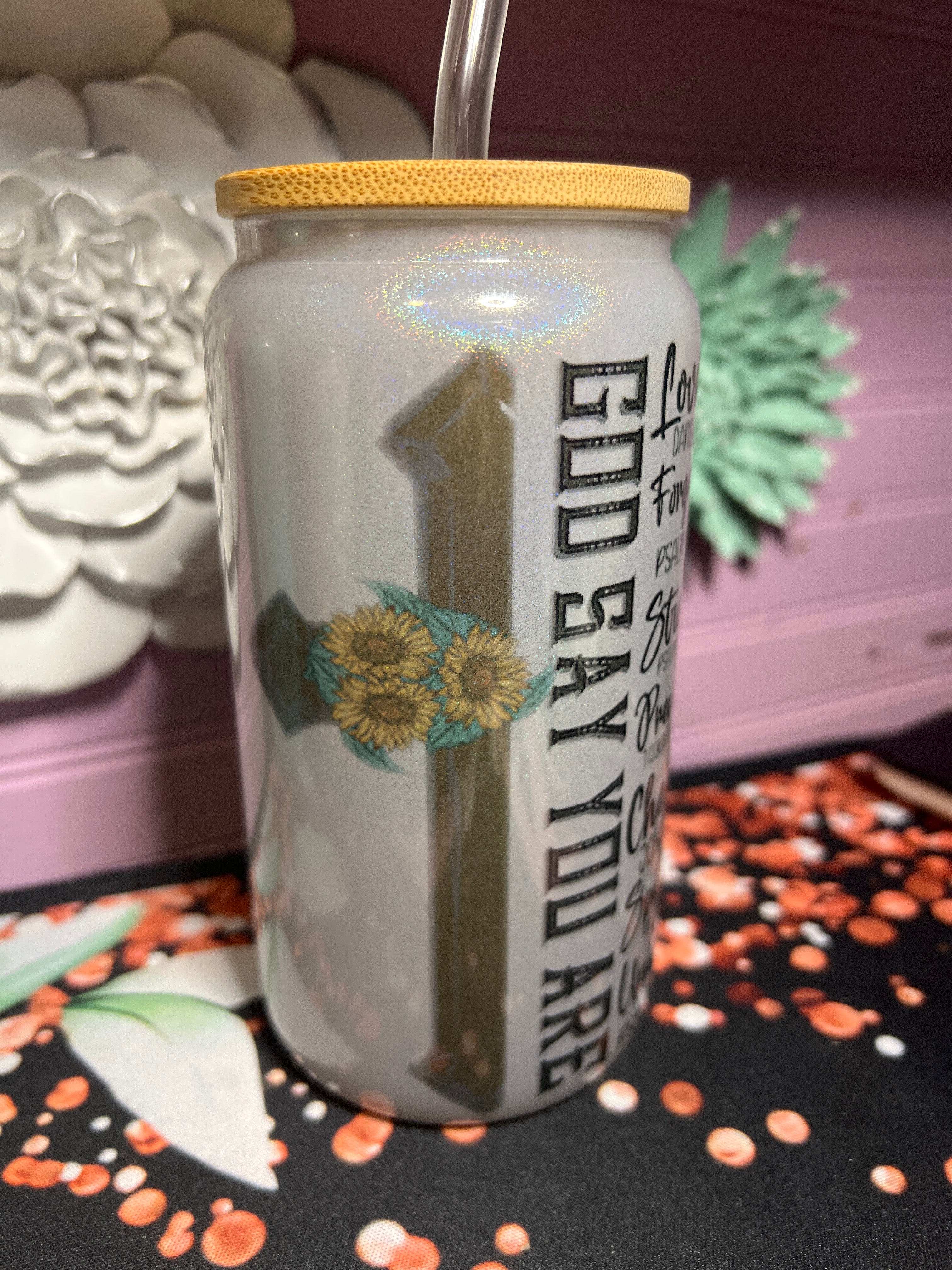 Glass cup 16 oz Faith