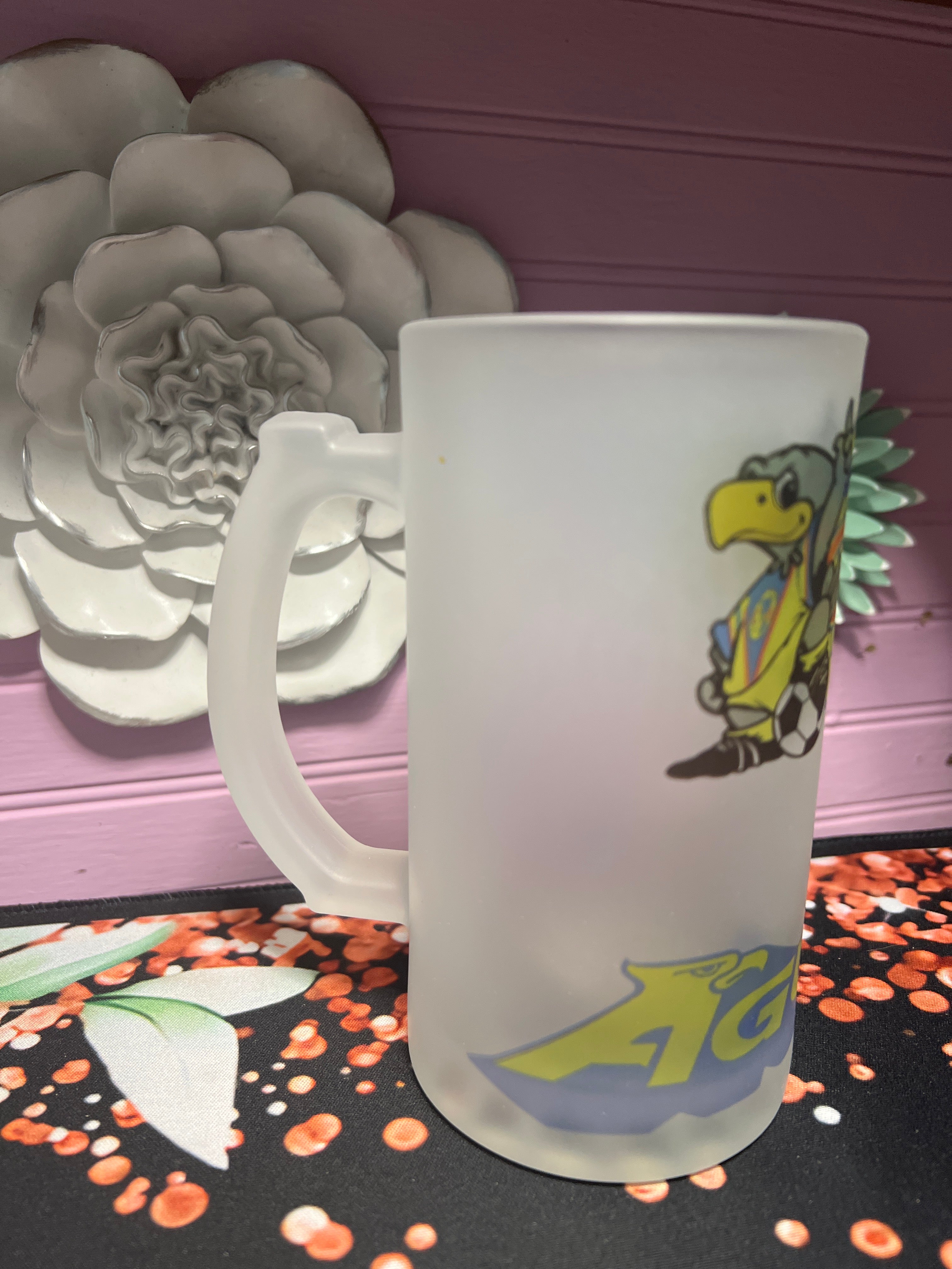 America frosted glass cup 16 oz