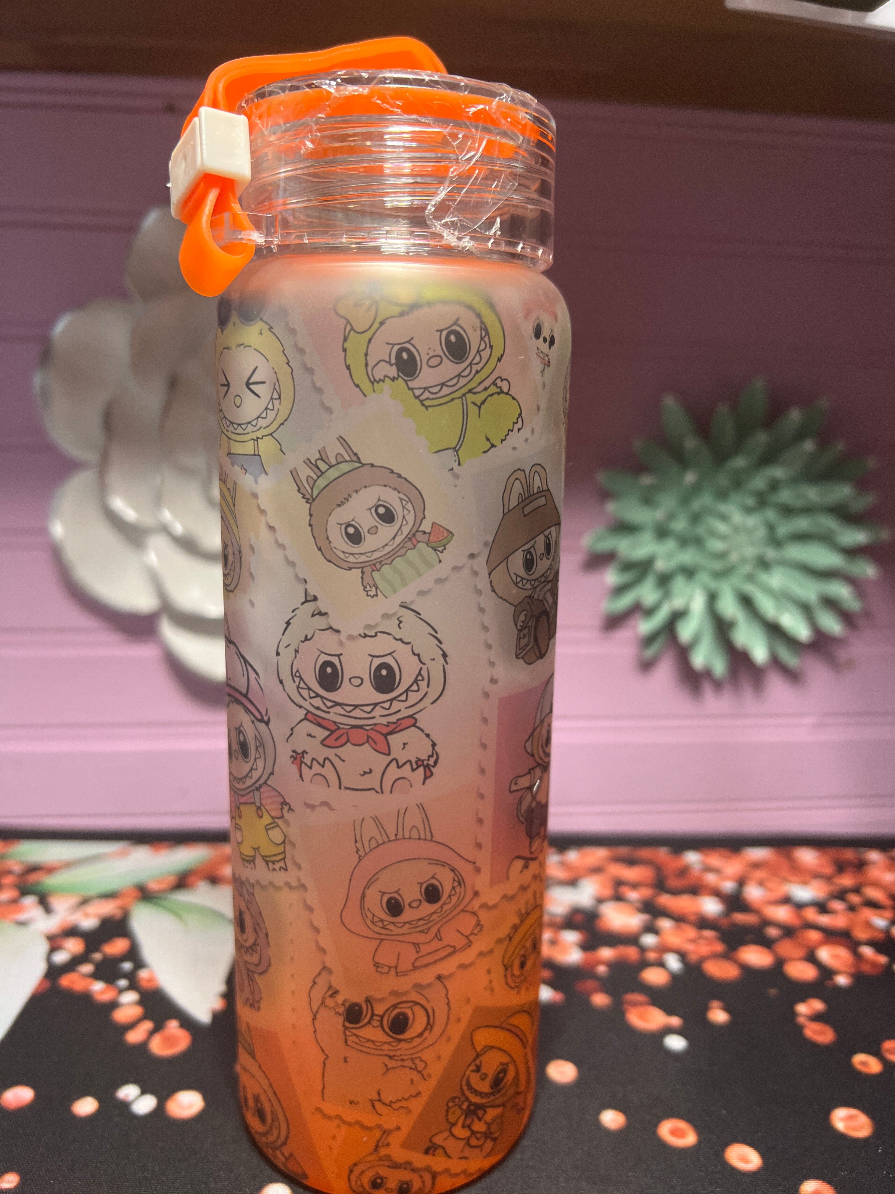 Labubu frosted glass cup 17 oz