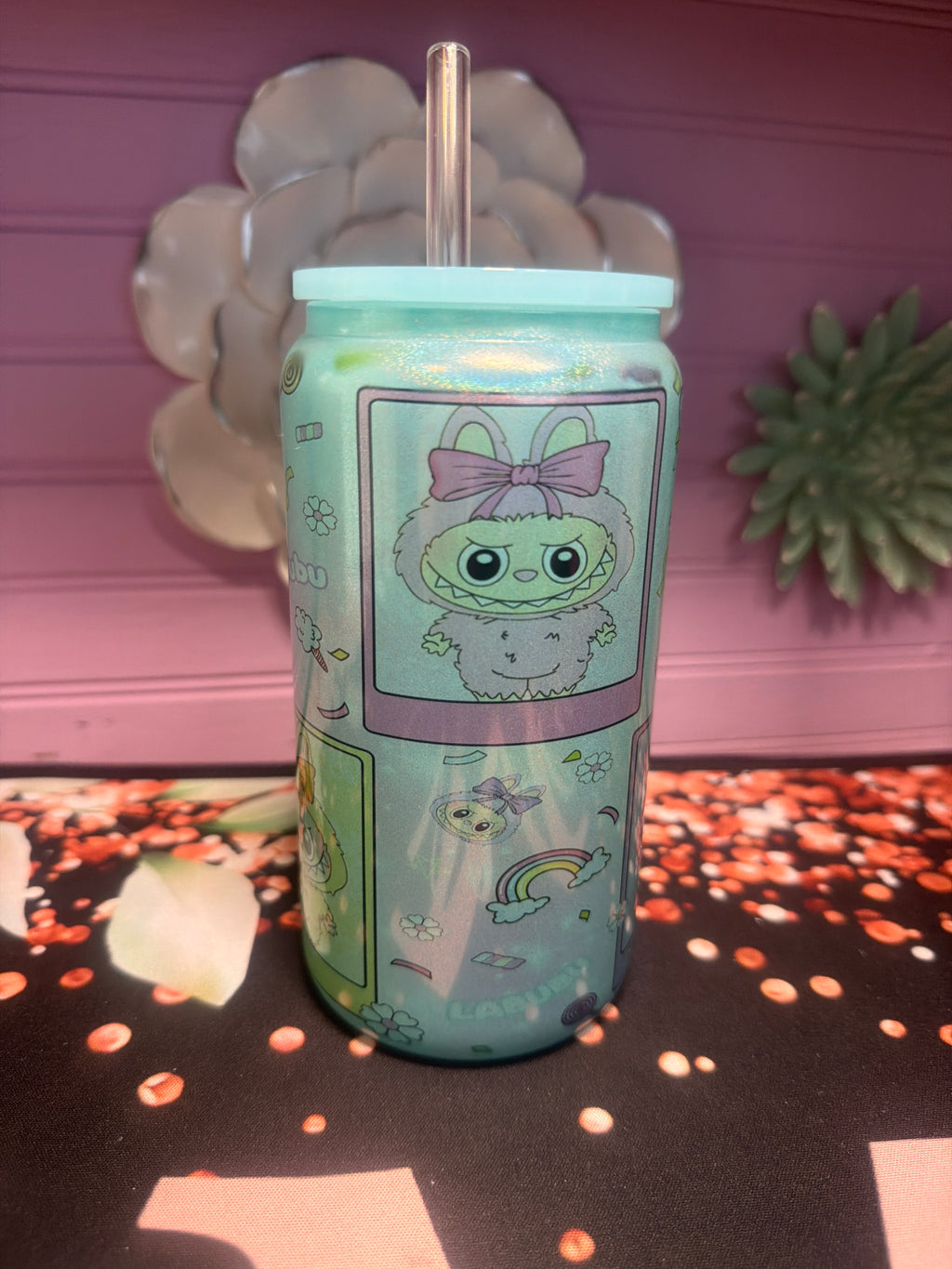 Labubu Glass cup 16 oz