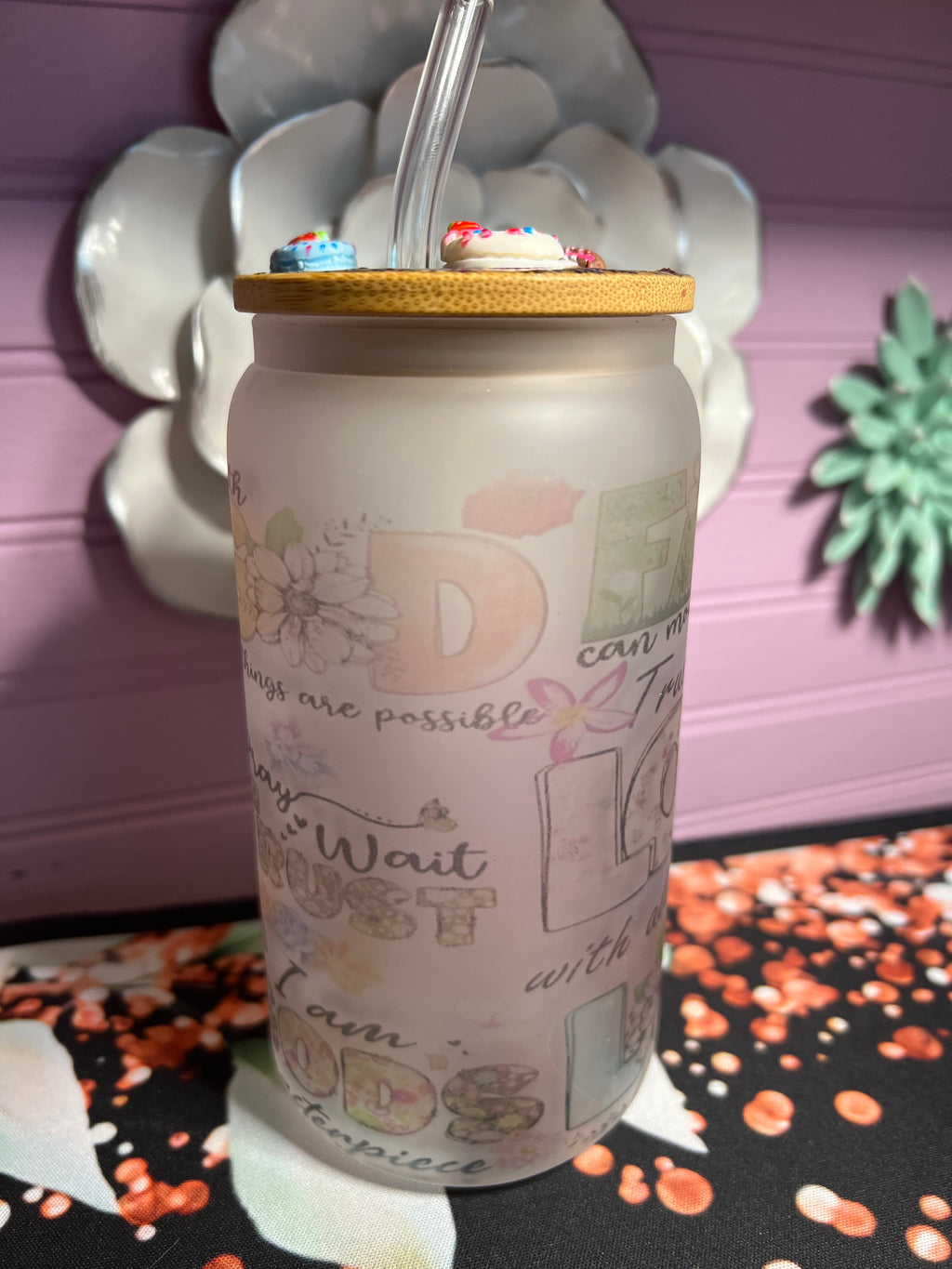 Frosted glass cup 16 oz